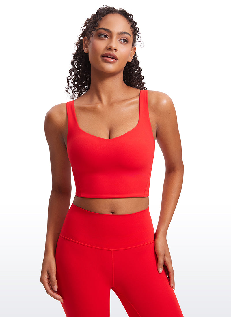 CRZ YOGA  Butterluxe Sujetador de Copa para Mujer con Cuello en V Rojo Profundo