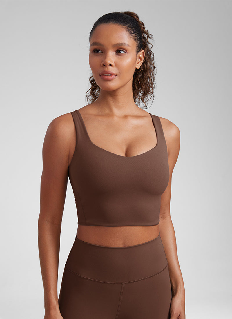 CRZ YOGA  Butterluxe Sujetador de Copa para Mujer con Cuello en V Café Morena