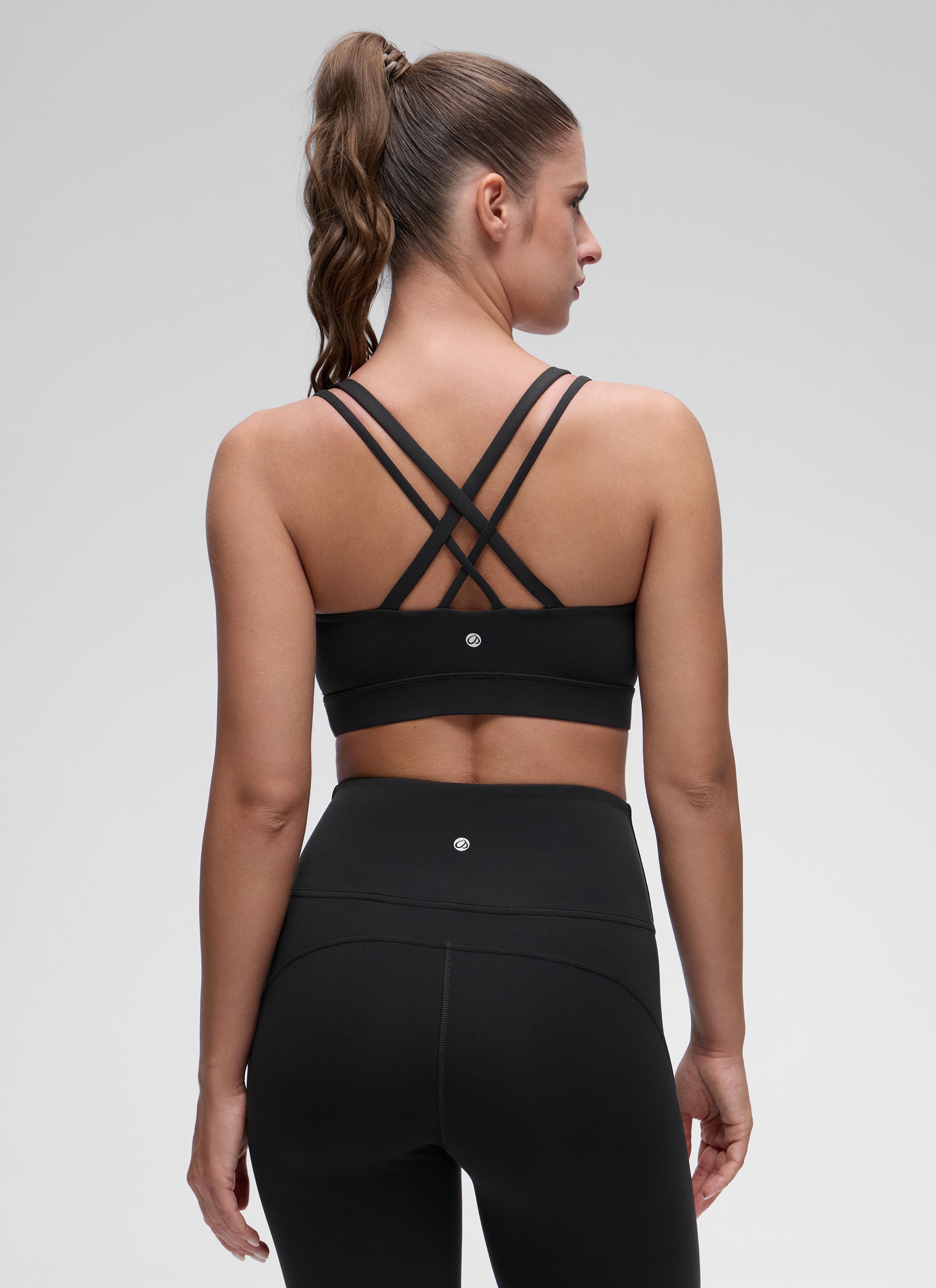 CRZ YOGA Mujer Yoga Soporte Ligero Moldeado Escote en U Doble Tirante Negro