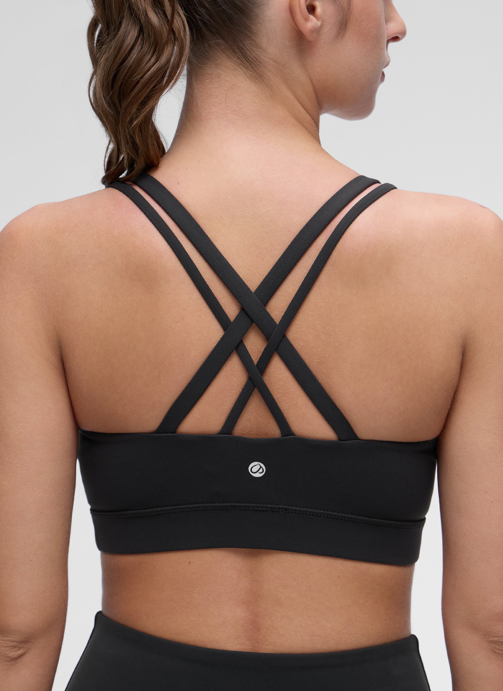 CRZ YOGA Mujer Yoga Soporte Ligero Moldeado Escote en U Doble Tirante Negro