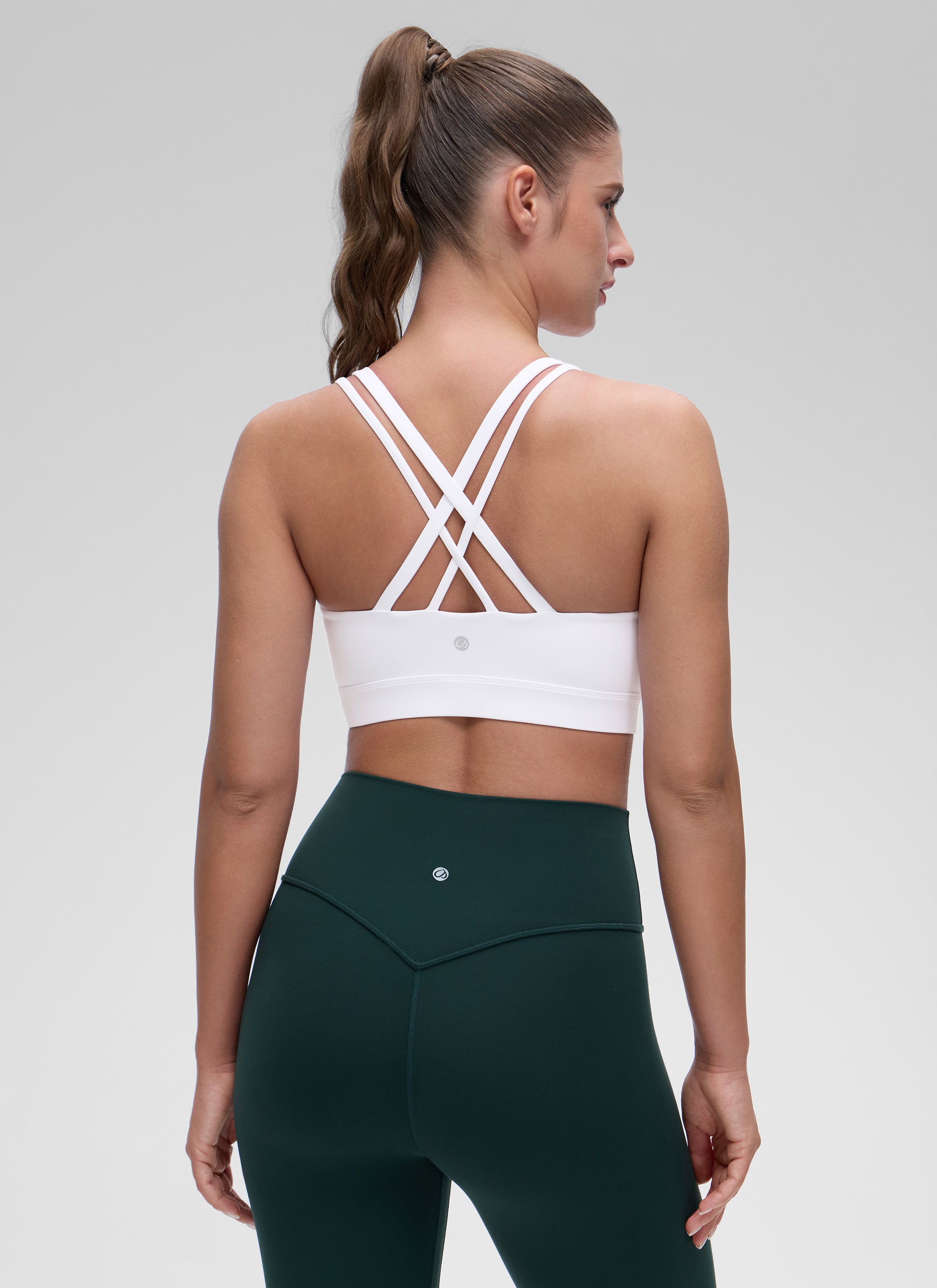 CRZ YOGA Mujer Yoga Soporte Ligero Moldeado Escote en U Doble Tirante blanco