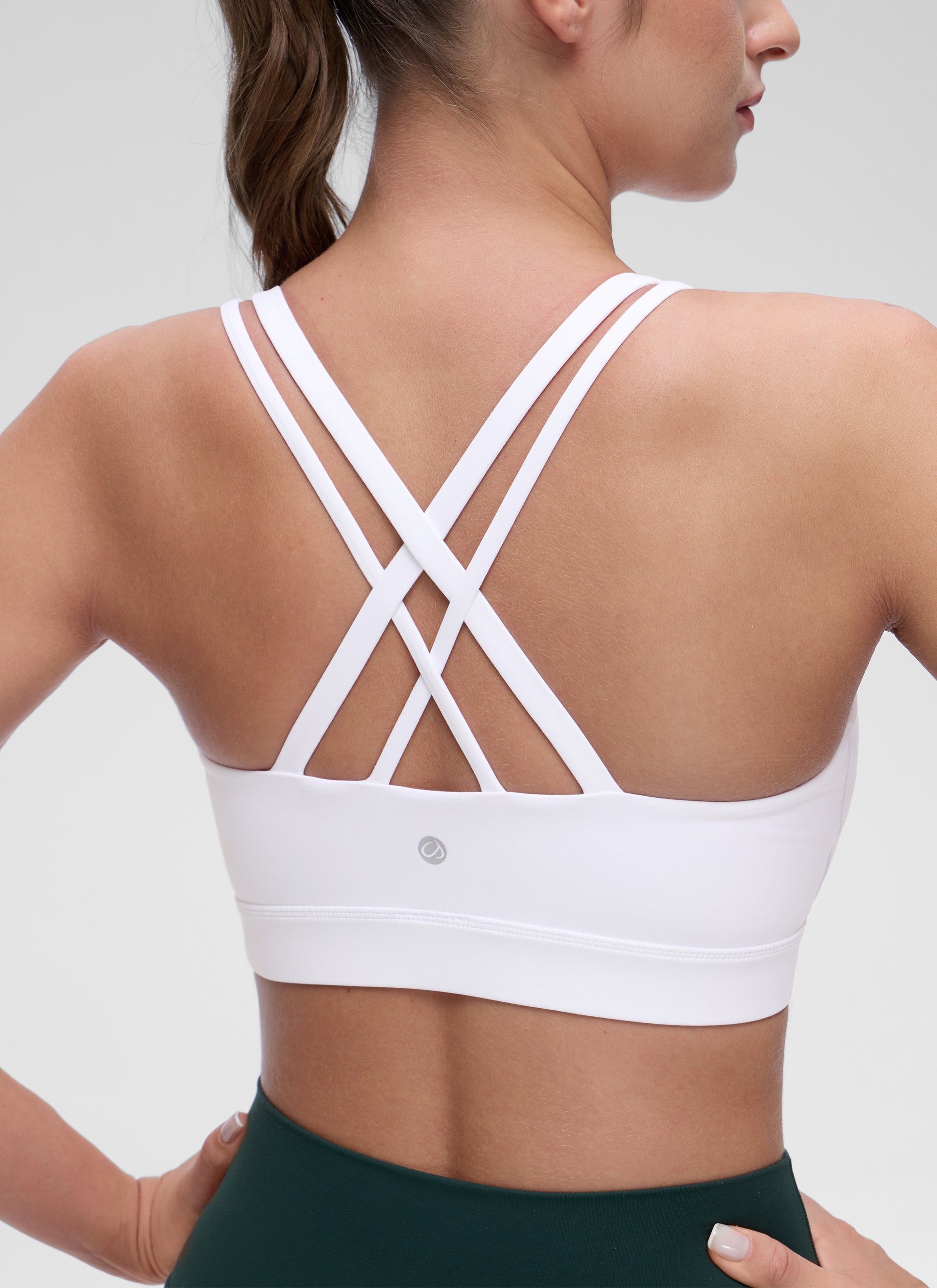 CRZ YOGA Mujer Yoga Soporte Ligero Moldeado Escote en U Doble Tirante blanco