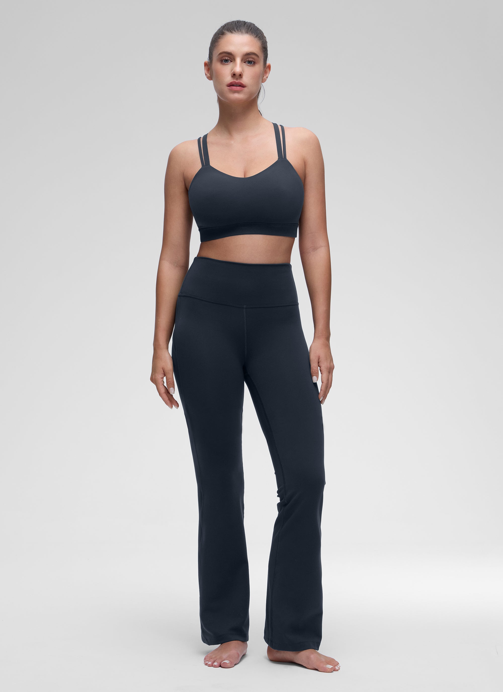 CRZ YOGA Mujer Yoga Soporte Ligero Moldeado Escote en U Doble Tirante True Navy