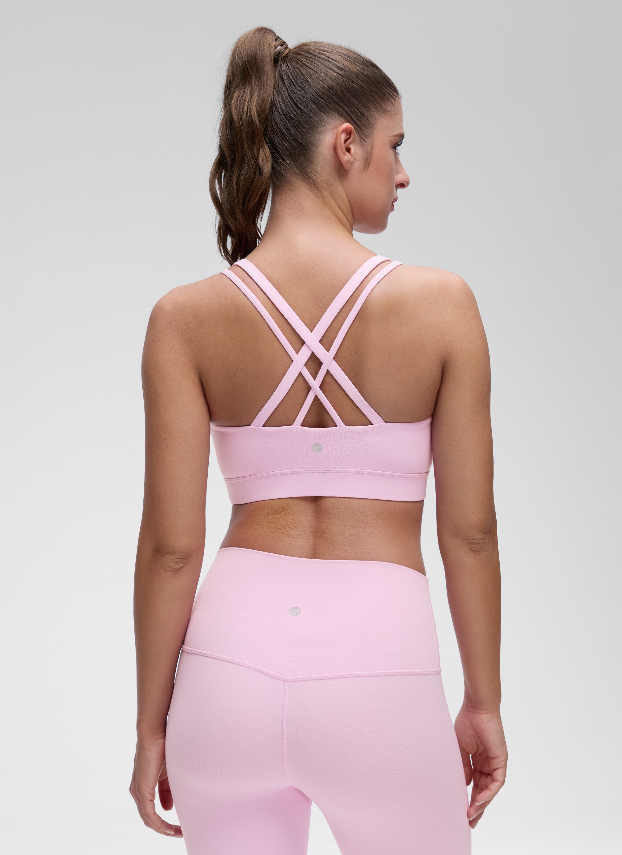 CRZ YOGA Mujer Yoga Soporte Ligero Moldeado Escote en U Doble Tirante Vita Rosa