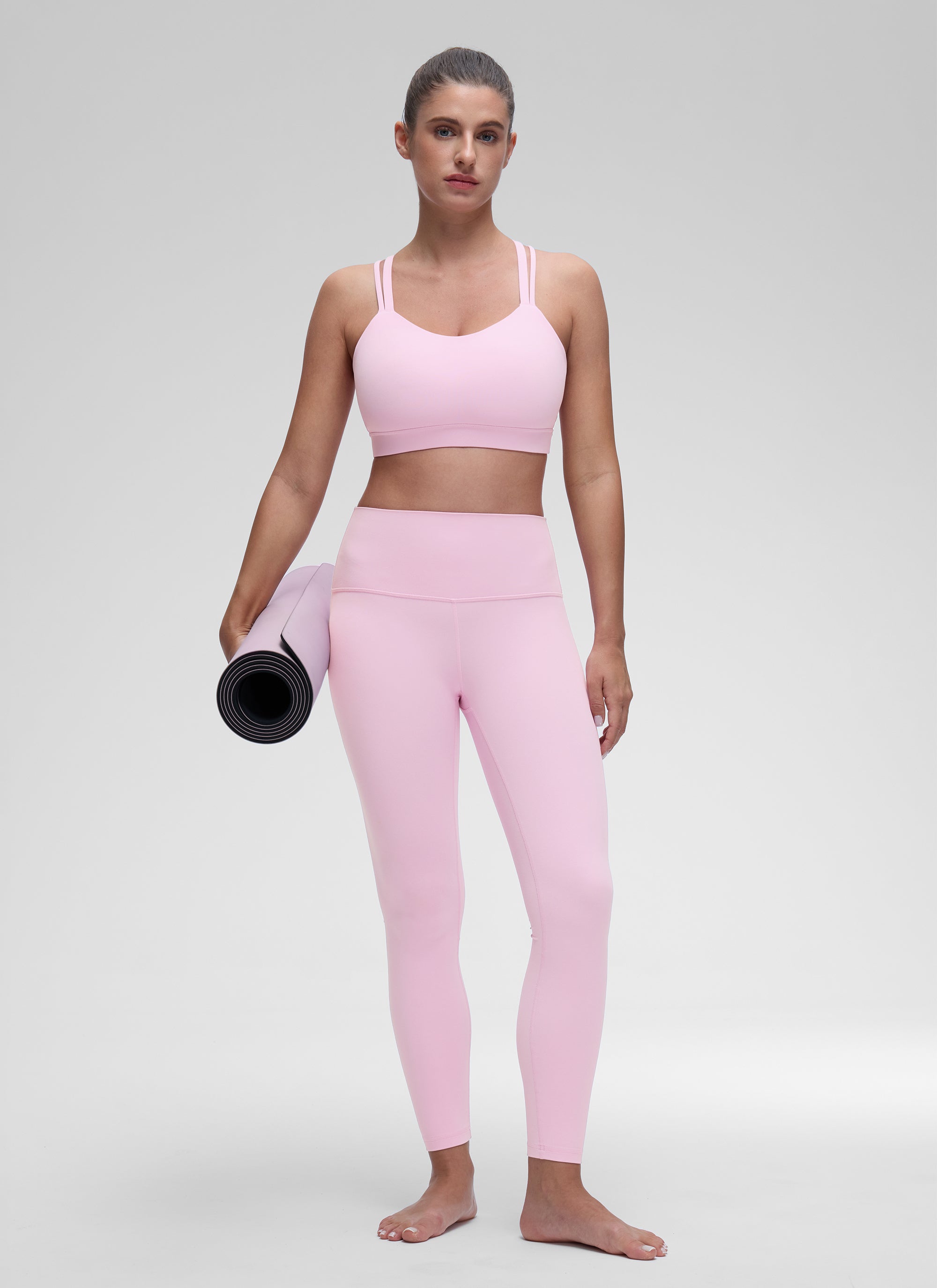 CRZ YOGA Mujer Yoga Soporte Ligero Moldeado Escote en U Doble Tirante Vita Rosa