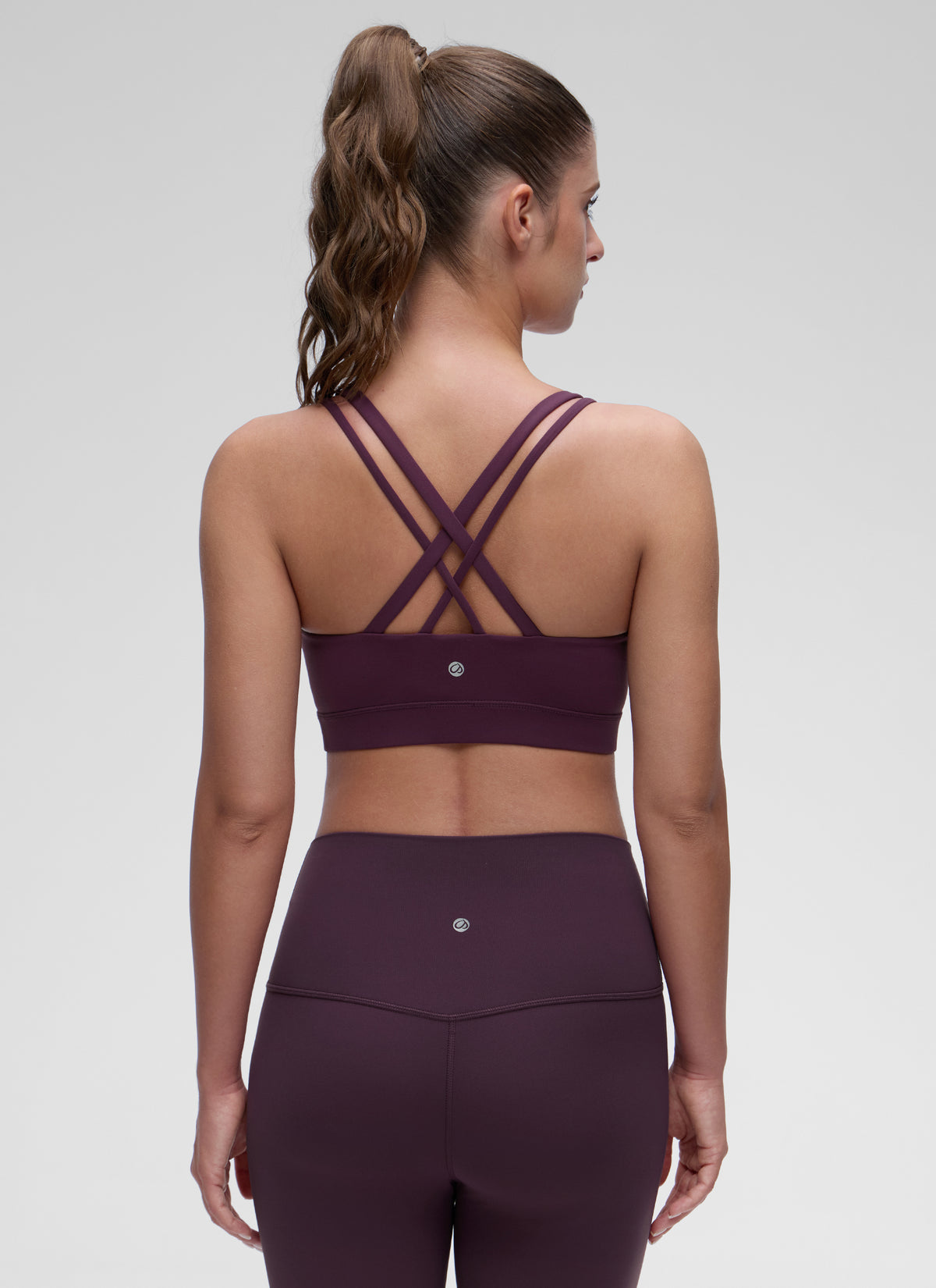 CRZ YOGA Mujer Yoga Soporte Ligero Moldeado Escote en U Doble Tirante Deep Purple