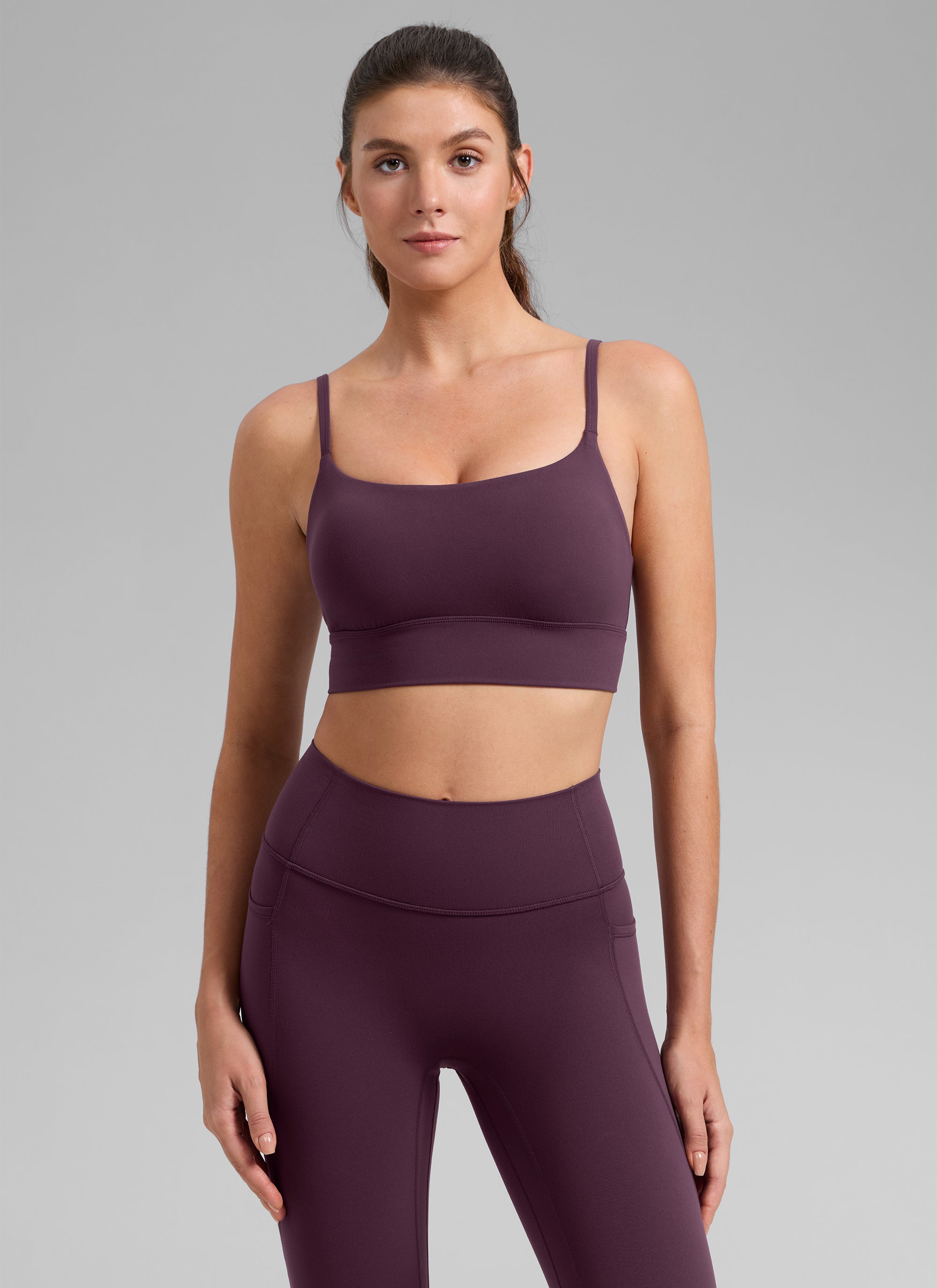 CRZ YOGA Mujer Butterlift Yoga Longline Bra con Almohadillas Deep Purple