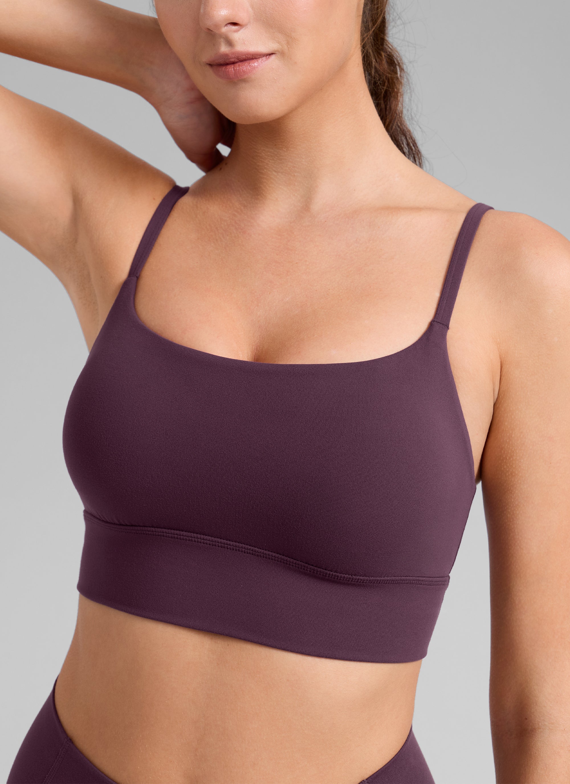 CRZ YOGA Mujer Butterlift Yoga Longline Bra con Almohadillas Deep Purple