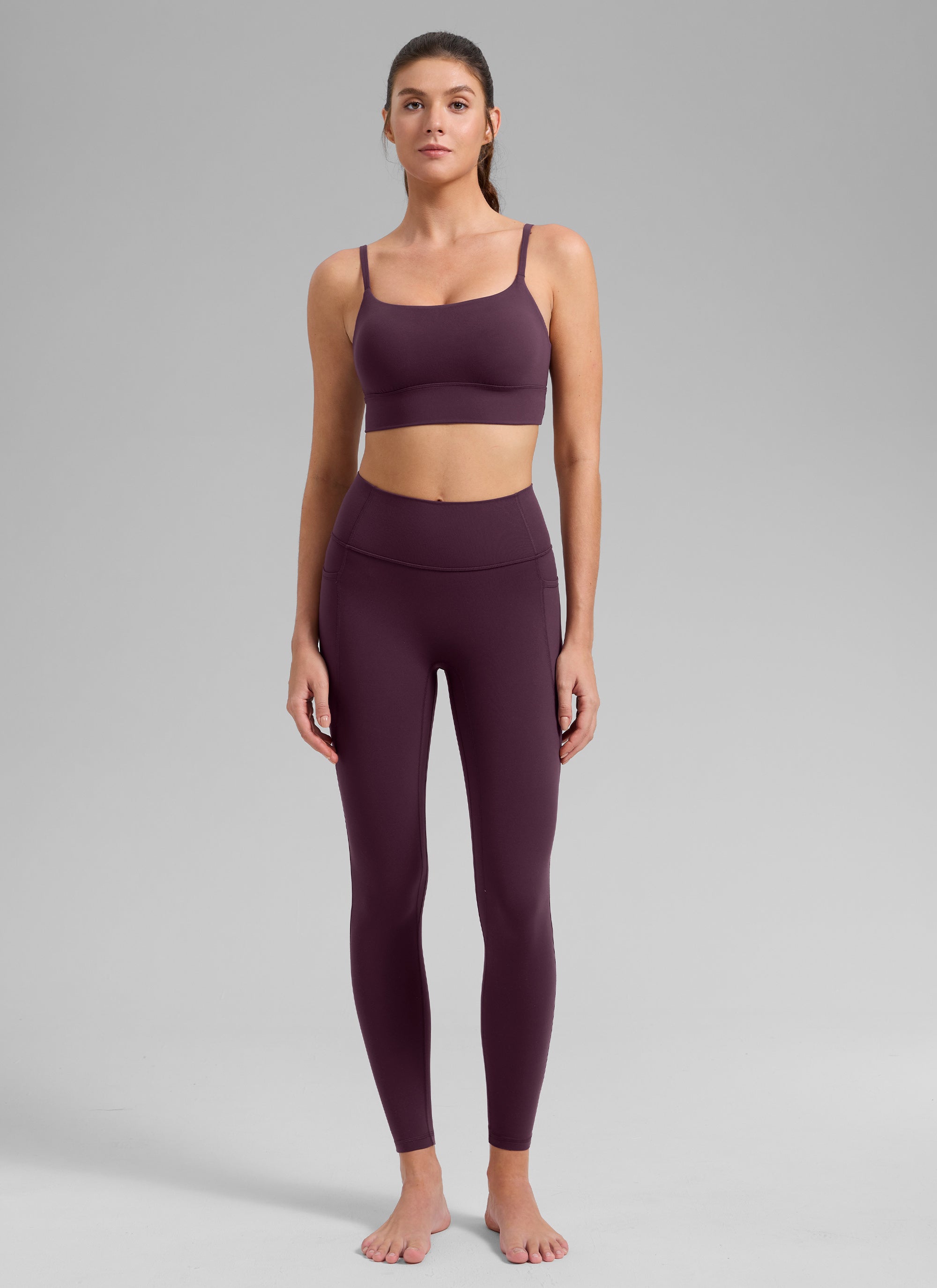 CRZ YOGA Mujer Butterlift Yoga Longline Bra con Almohadillas Deep Purple