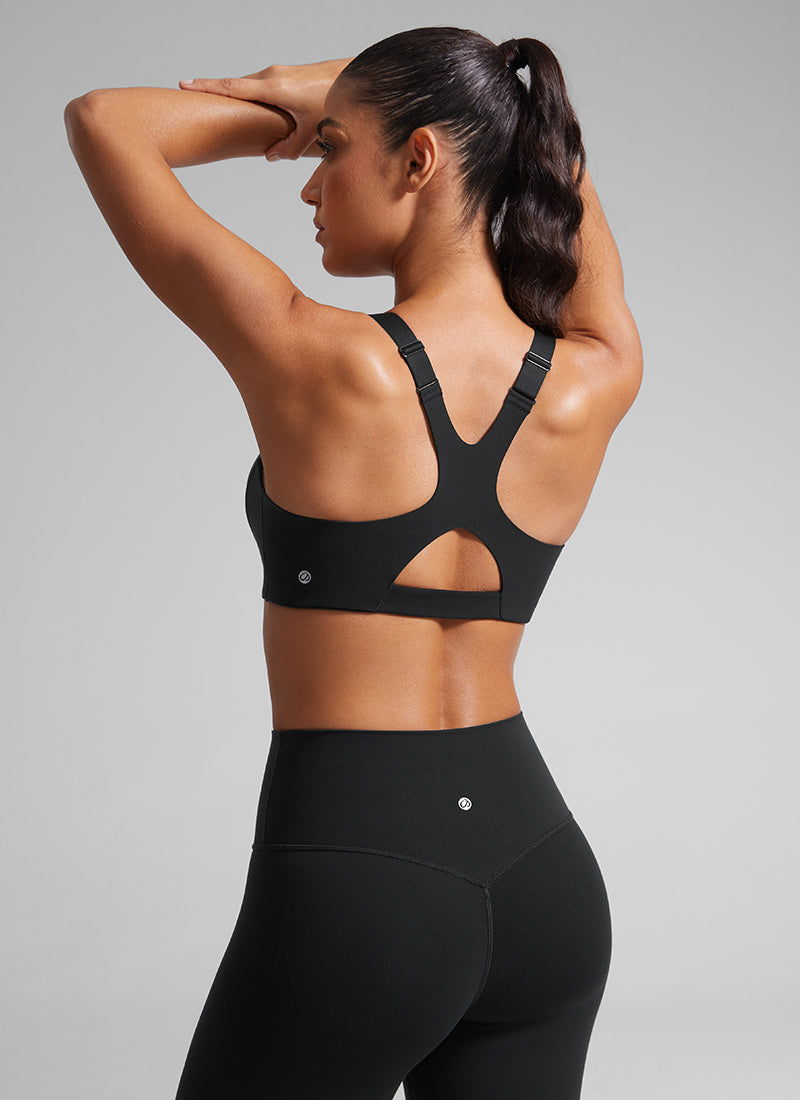 CRZ YOGA Butterlift Sujetadores con Tirantes ajustables y Cuello Redondo para Mujer Negro