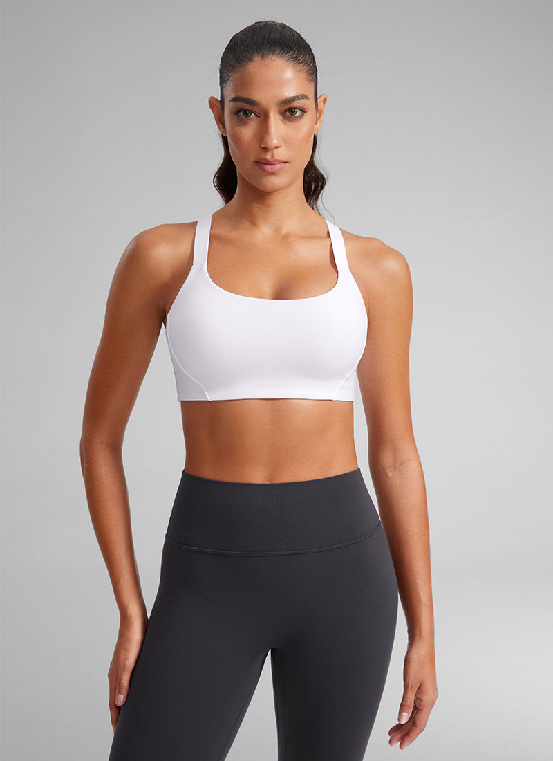 CRZ YOGA Butterlift Sujetadores con Tirantes ajustables y Cuello Redondo para Mujer blanco