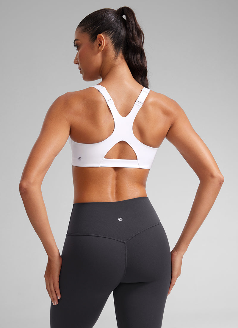 CRZ YOGA Butterlift Sujetadores con Tirantes ajustables y Cuello Redondo para Mujer blanco