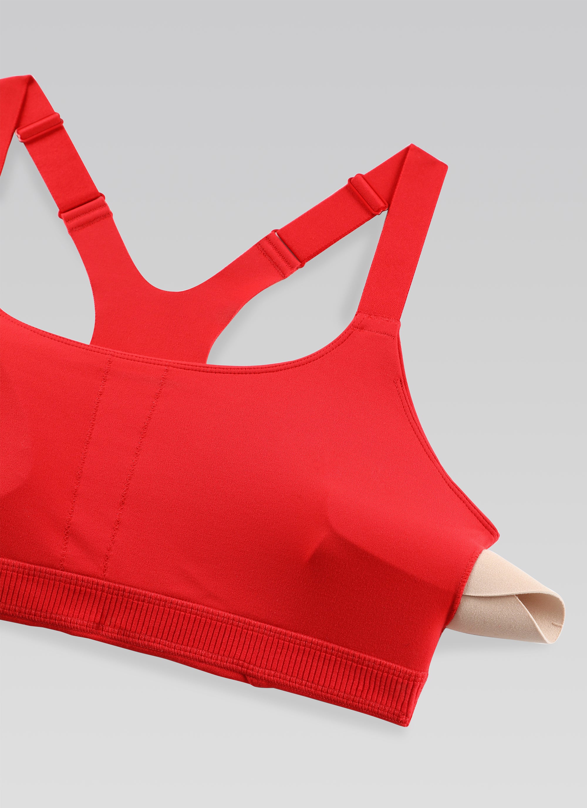 CRZ YOGA Butterlift Sujetadores con Tirantes ajustables y Cuello Redondo para Mujer Rojo Profundo