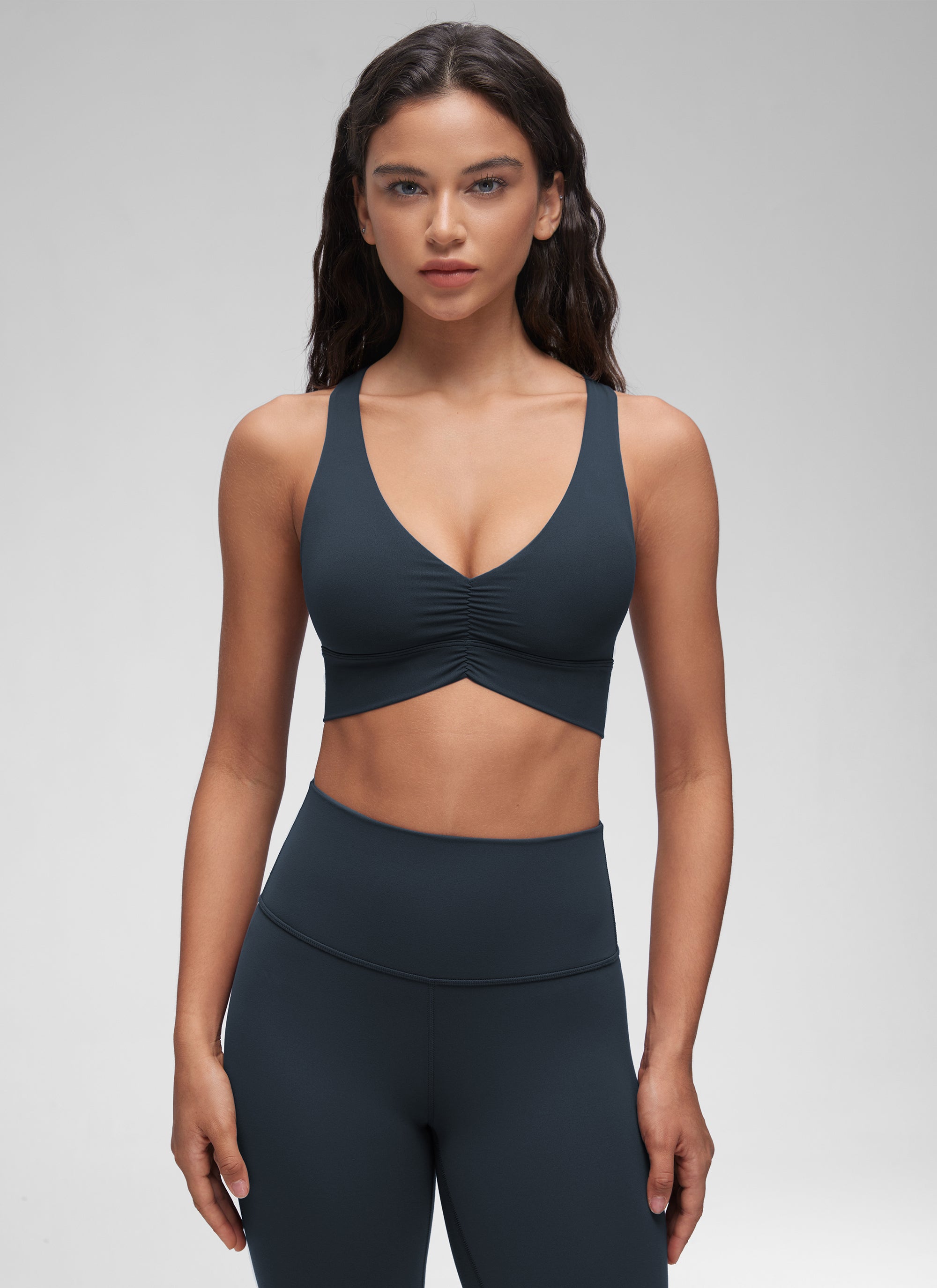CRZ YOGA Mujer Sujetador Butterluxe Soporte Ligero con Detalle en V True Navy