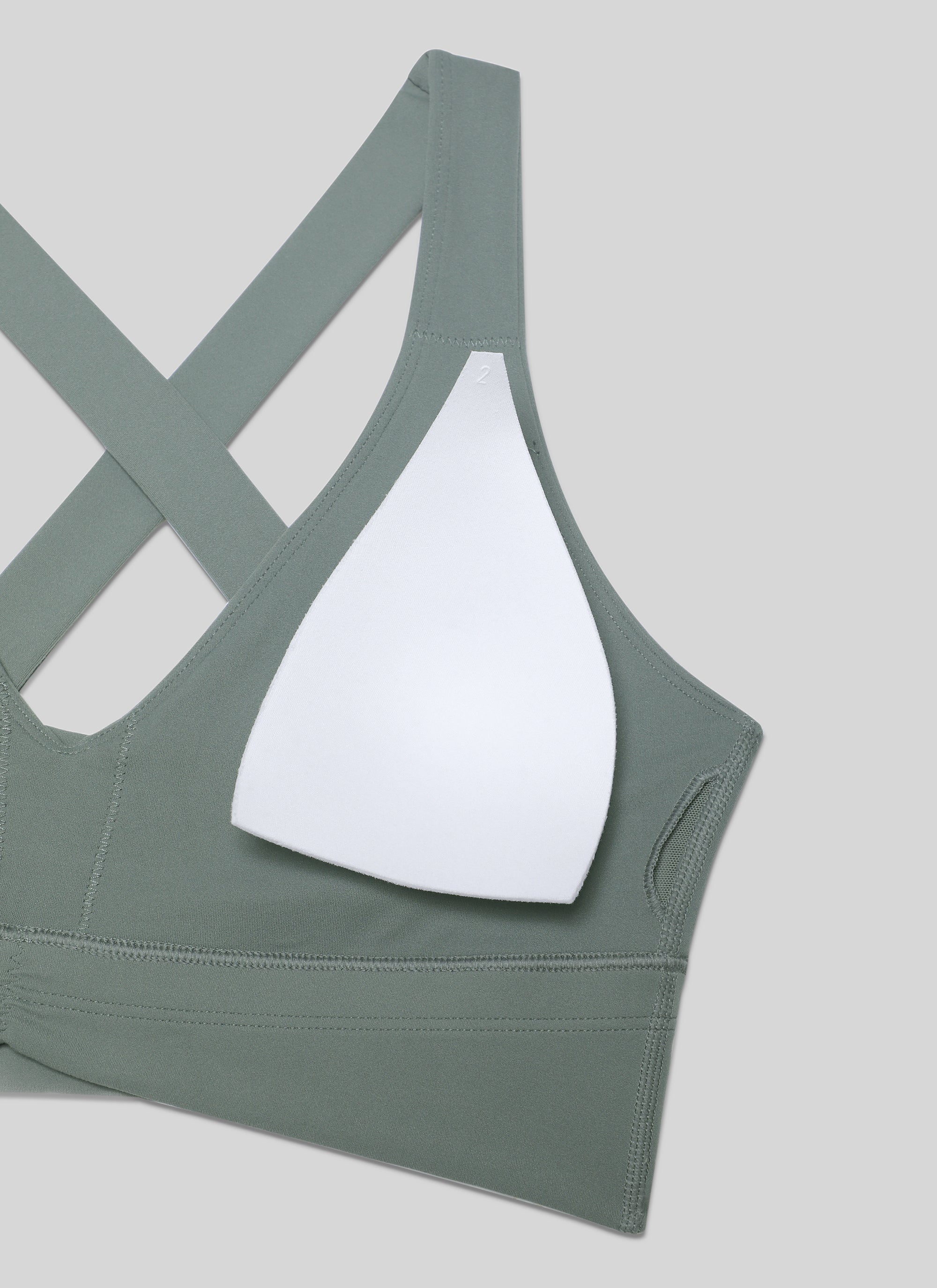 CRZ YOGA Mujer Sujetador Butterluxe Soporte Ligero con Detalle en V Salvia gris