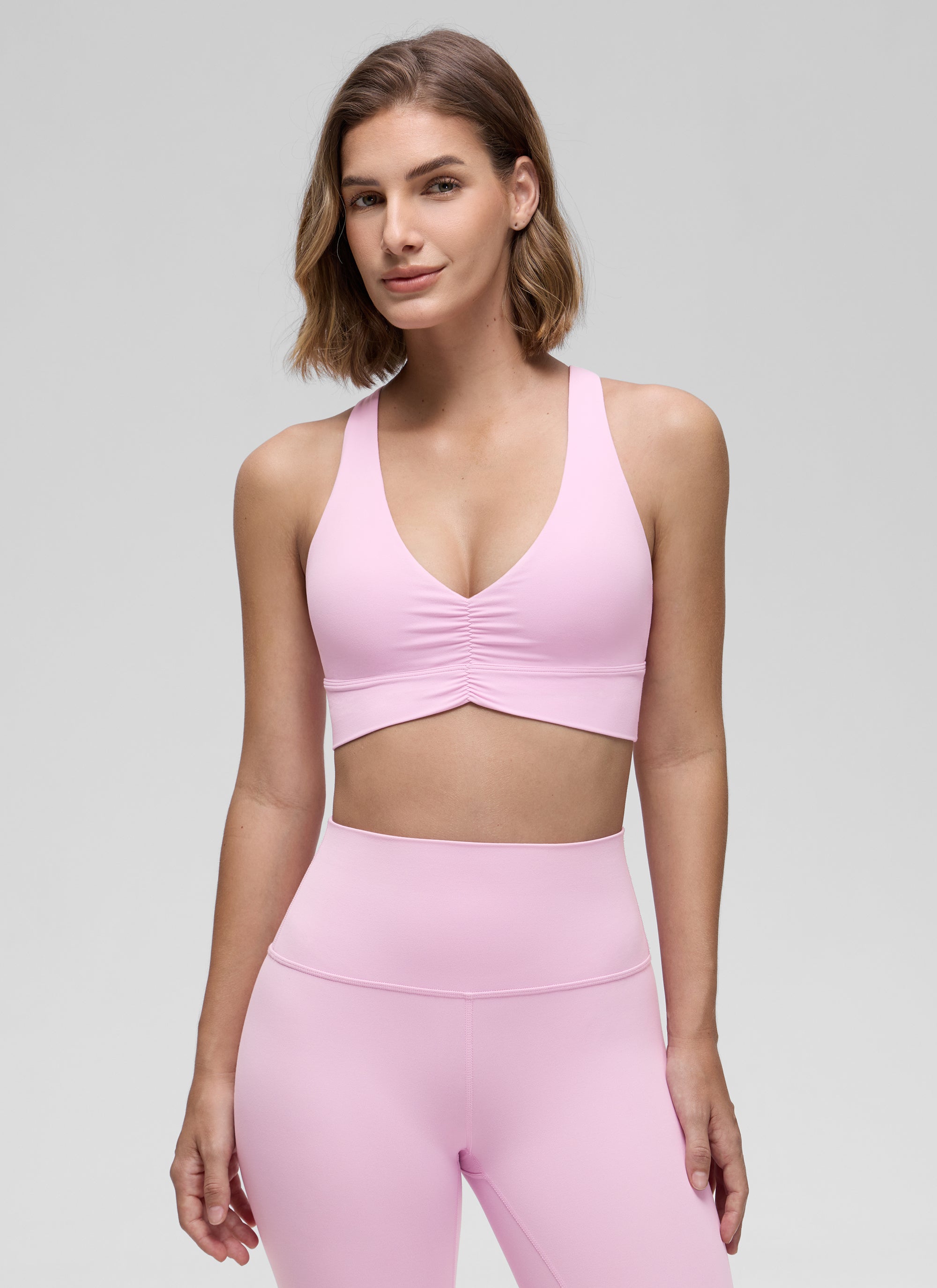 CRZ YOGA Mujer Sujetador Butterluxe Soporte Ligero con Detalle en V Vita Rosa
