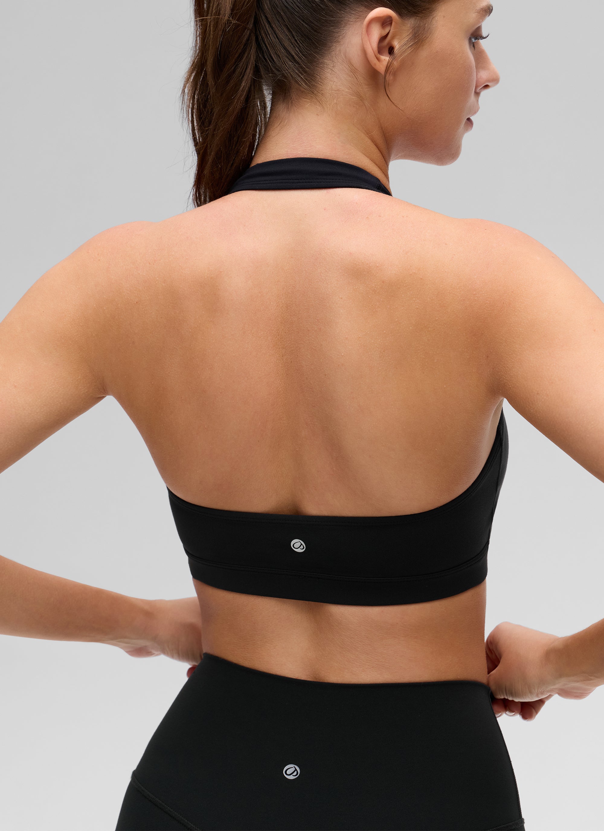 CRZ YOGA Mujer Sujetador Halter Espalda Abierta Negro