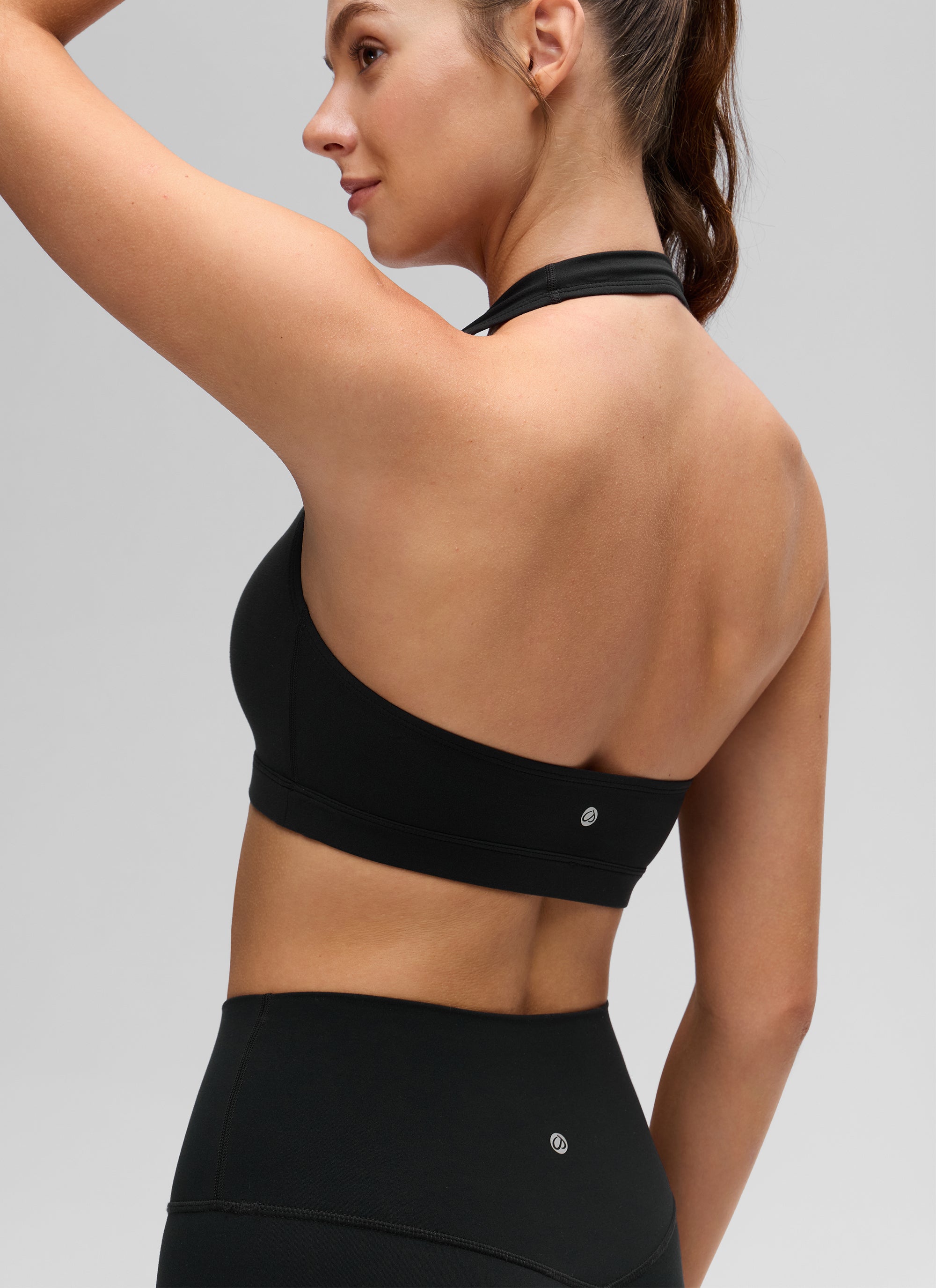 CRZ YOGA Mujer Sujetador Halter Espalda Abierta Negro