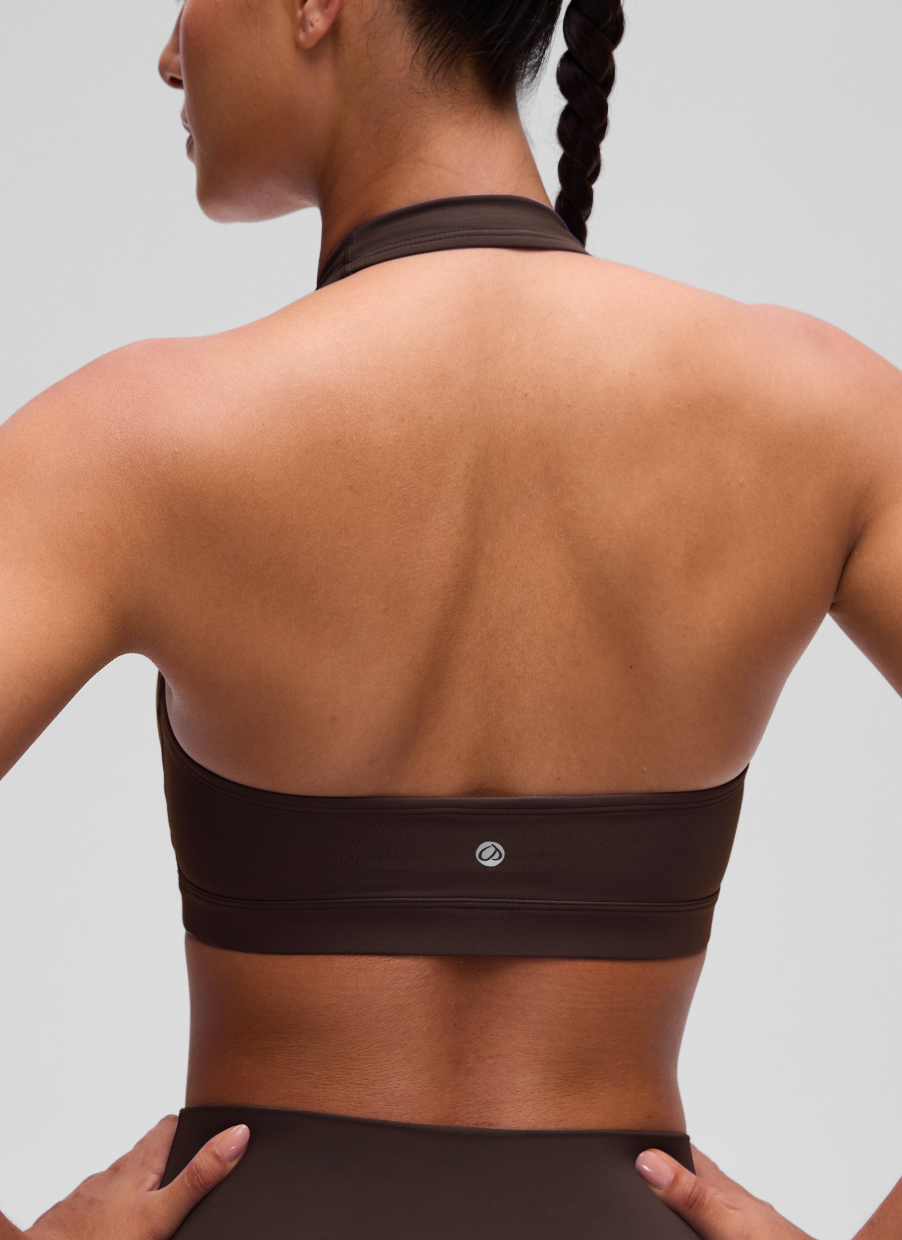 CRZ YOGA Mujer Sujetador Halter Espalda Abierta Marrón Fudge Caliente