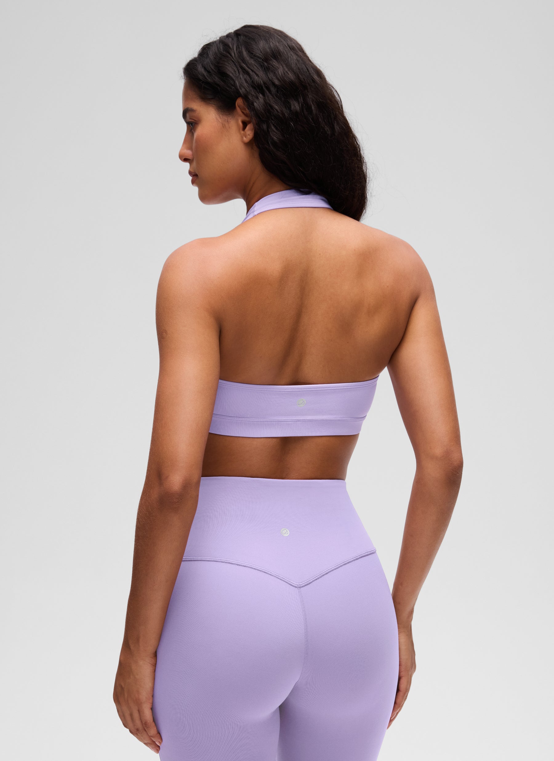 CRZ YOGA Mujer Sujetador Halter Espalda Abierta Escarcha Lavanda