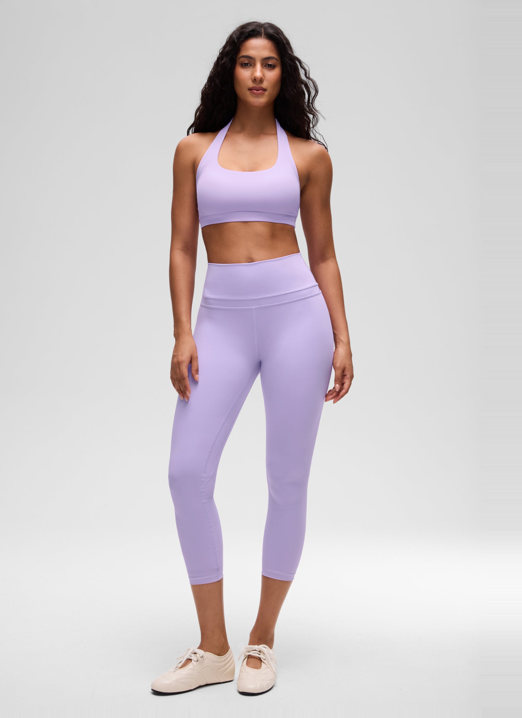 CRZ YOGA Mujer Sujetador Halter Espalda Abierta Escarcha Lavanda