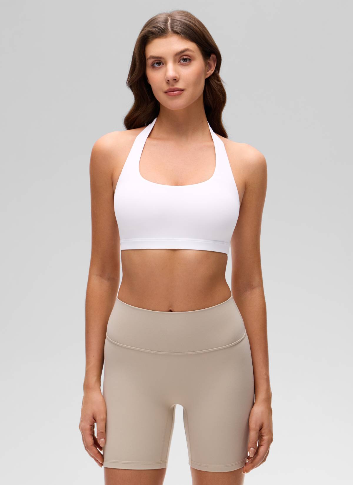 CRZ YOGA Mujer Sujetador Halter Espalda Abierta blanco