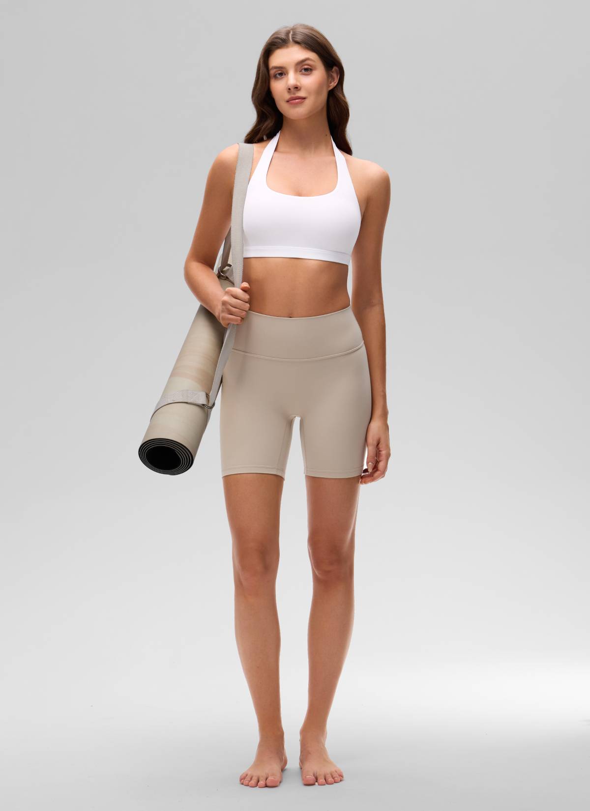 CRZ YOGA Mujer Sujetador Halter Espalda Abierta blanco