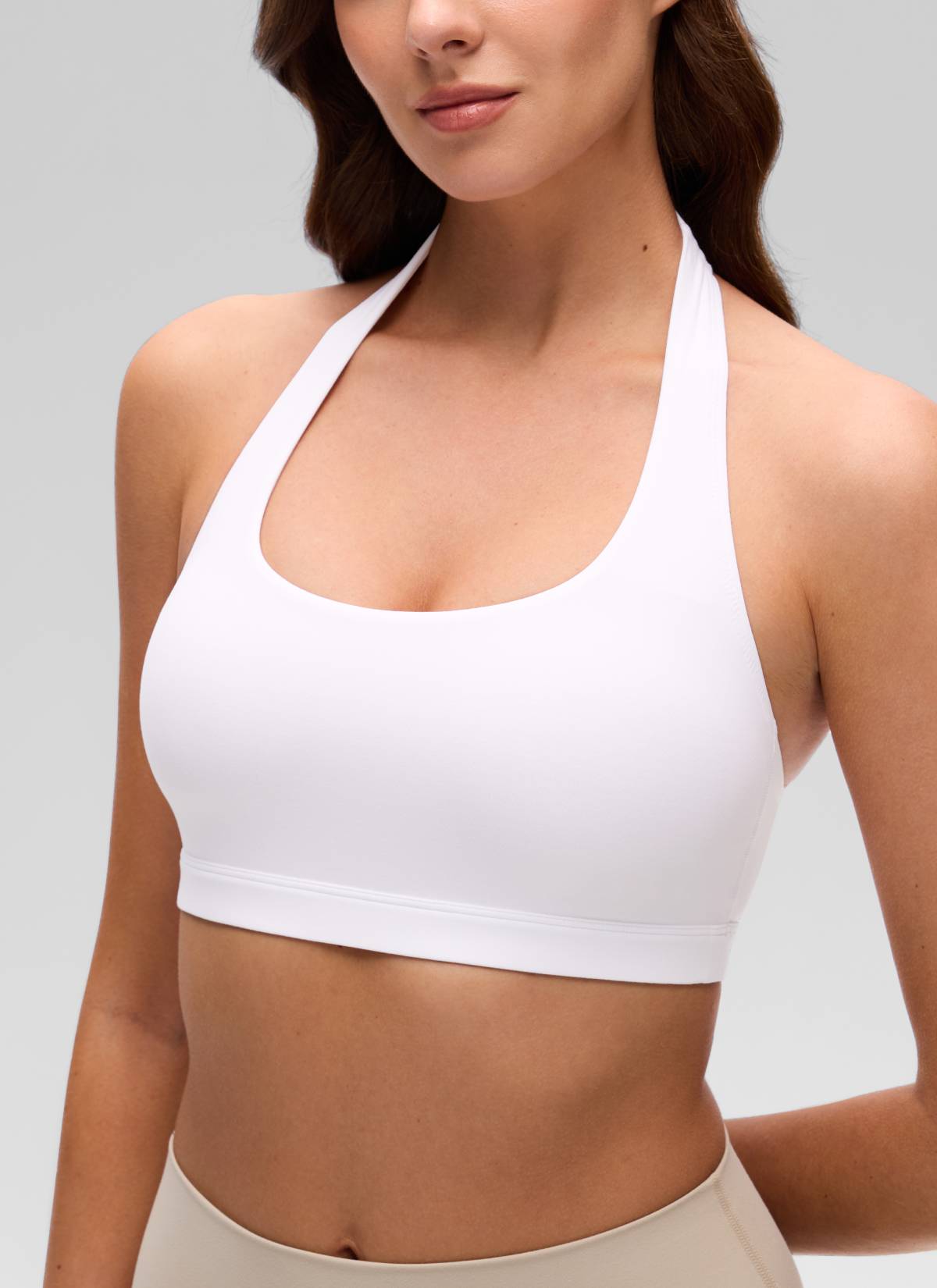 CRZ YOGA Mujer Sujetador Halter Espalda Abierta blanco