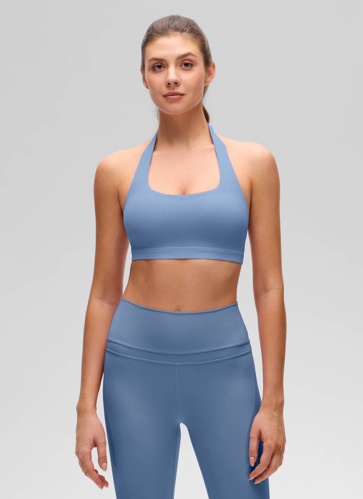 CRZ YOGA Mujer Sujetador Halter Espalda Abierta Oasis Azul