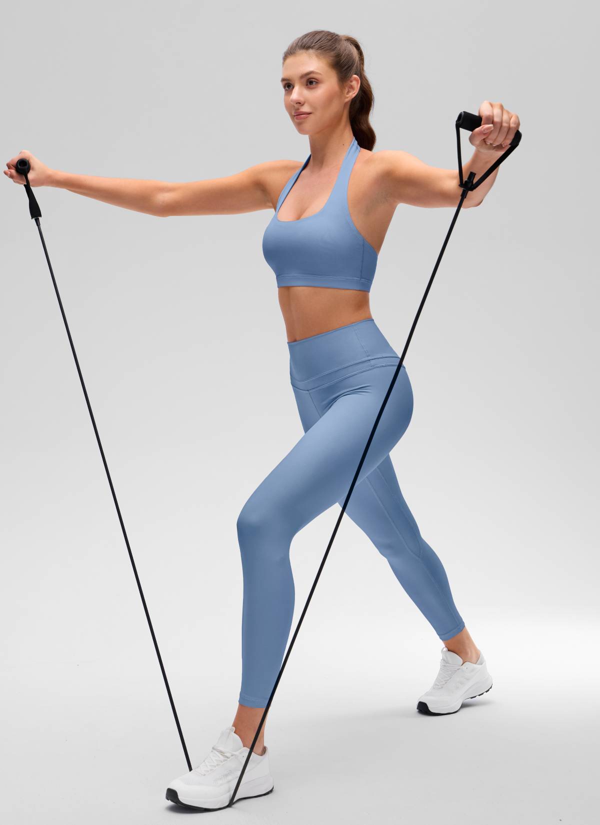 CRZ YOGA Mujer Sujetador Halter Espalda Abierta Oasis Azul