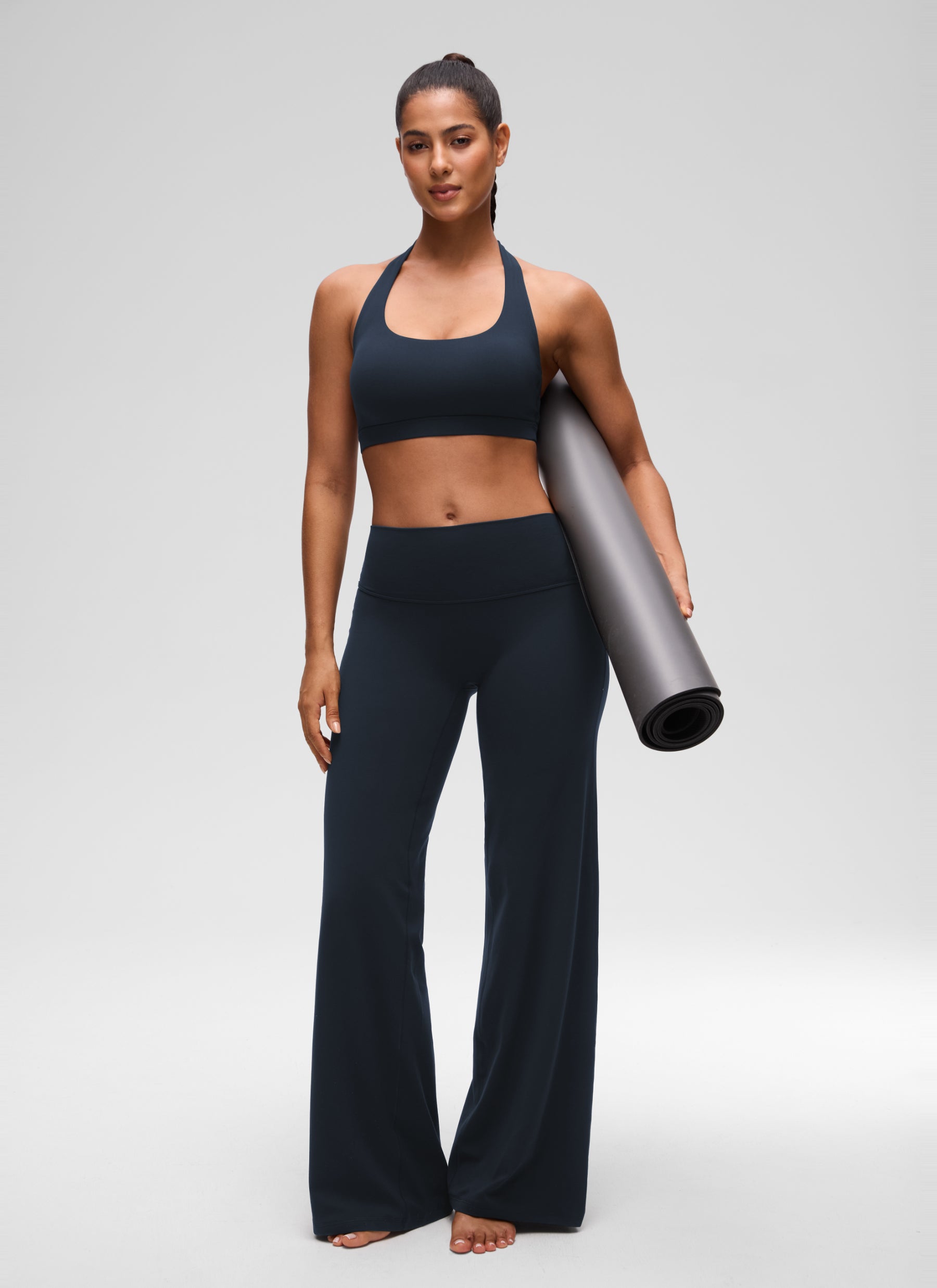 CRZ YOGA Mujer Sujetador Halter Espalda Abierta True Navy