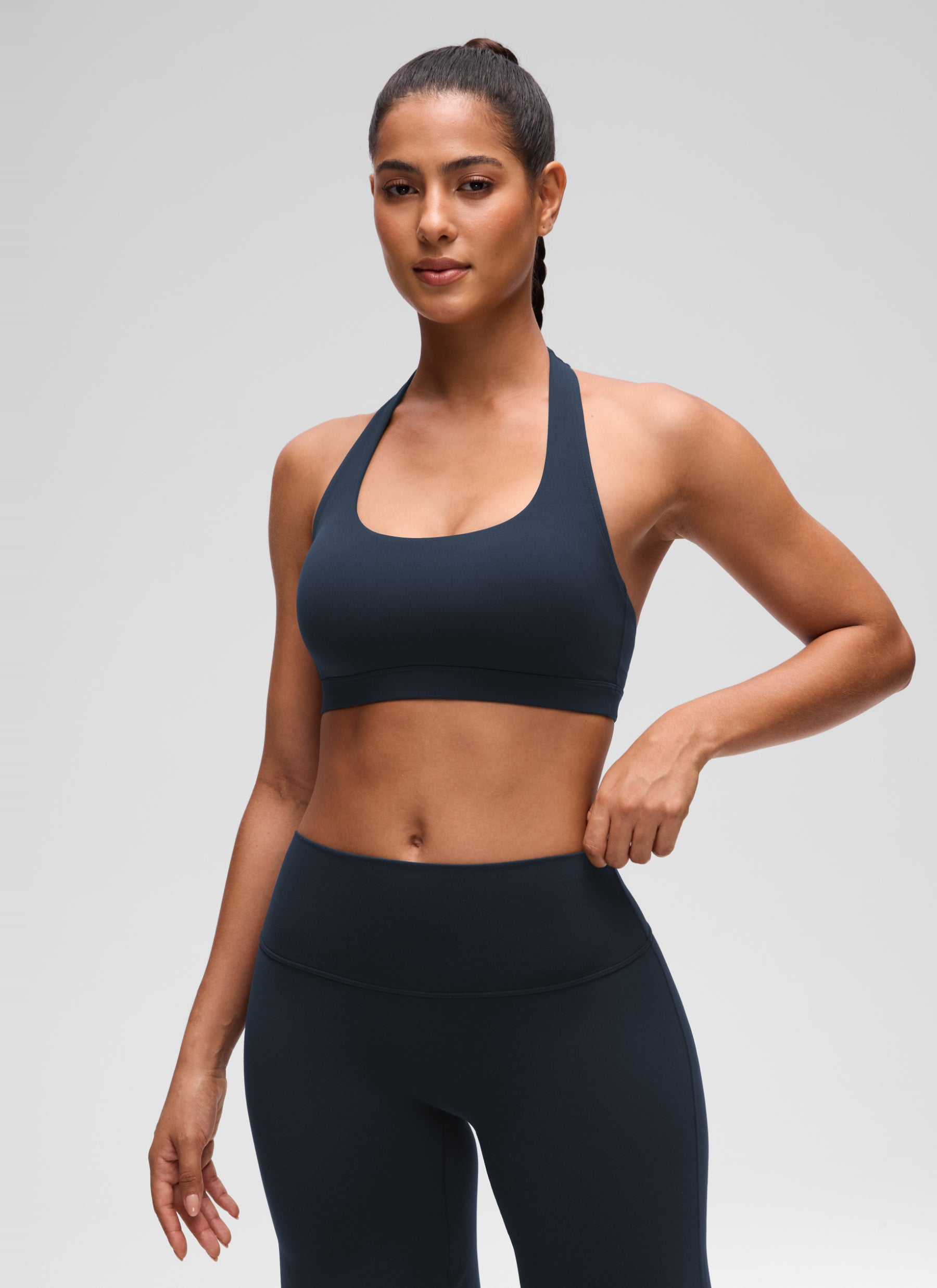 CRZ YOGA Mujer Sujetador Halter Espalda Abierta True Navy