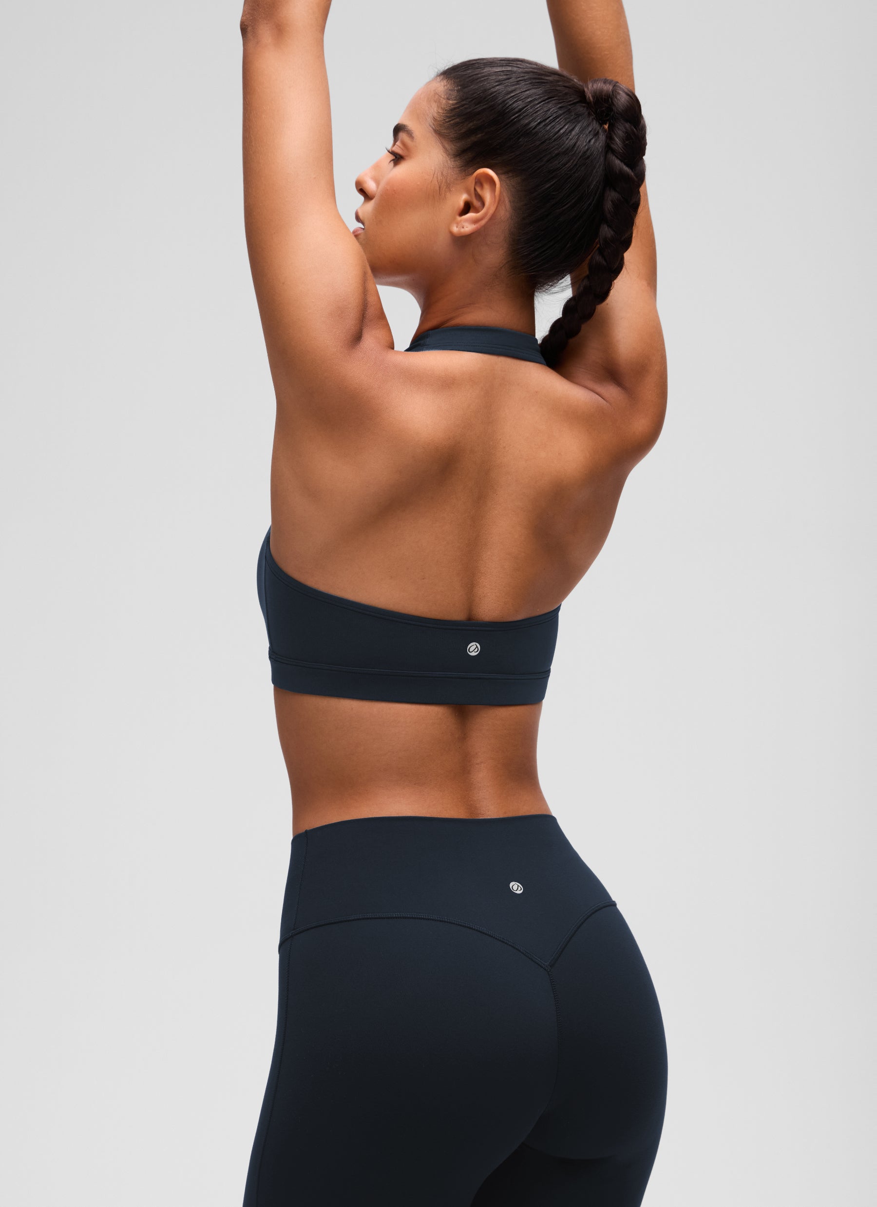 CRZ YOGA Mujer Sujetador Halter Espalda Abierta True Navy