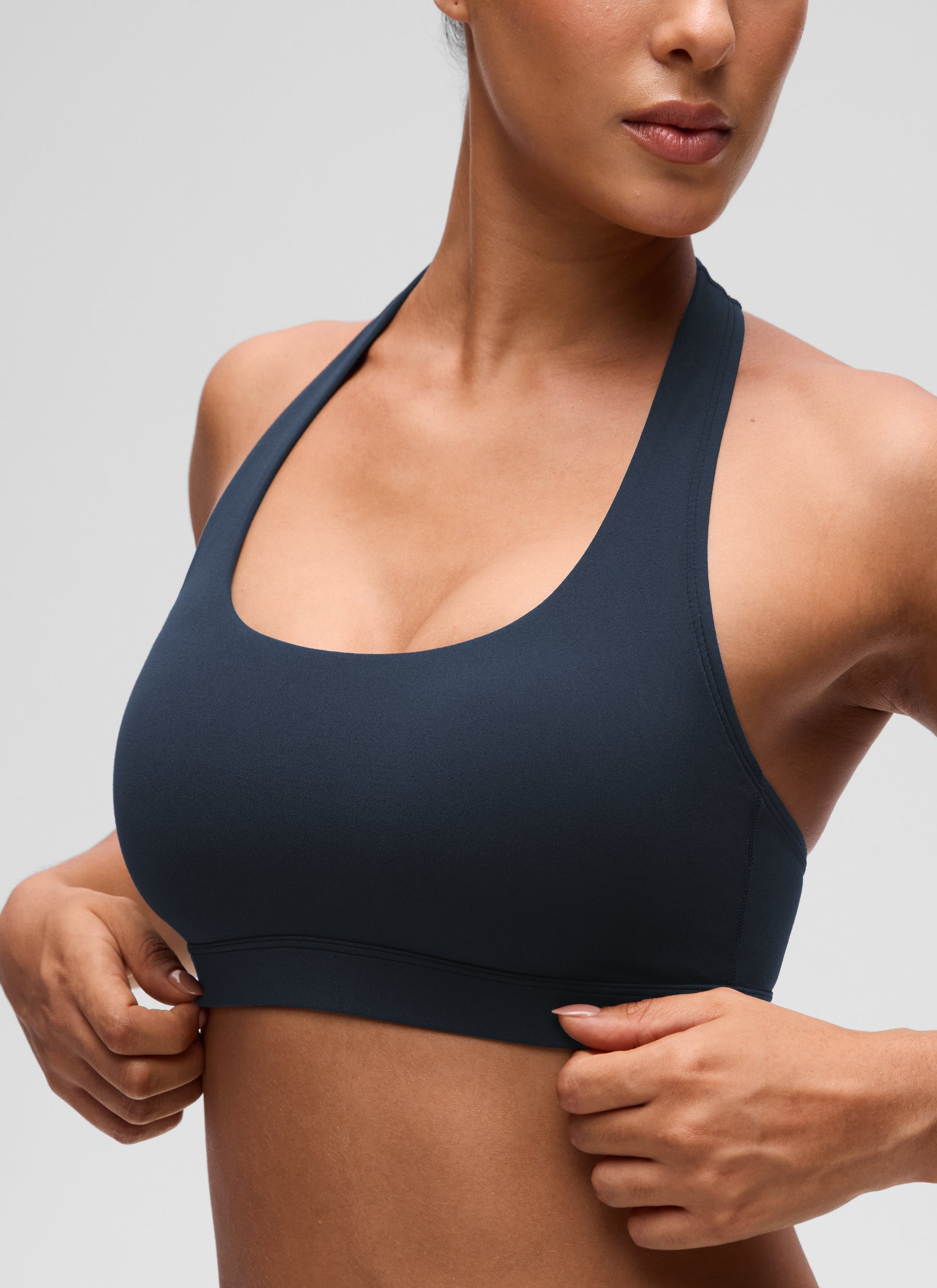 CRZ YOGA Mujer Sujetador Halter Espalda Abierta True Navy