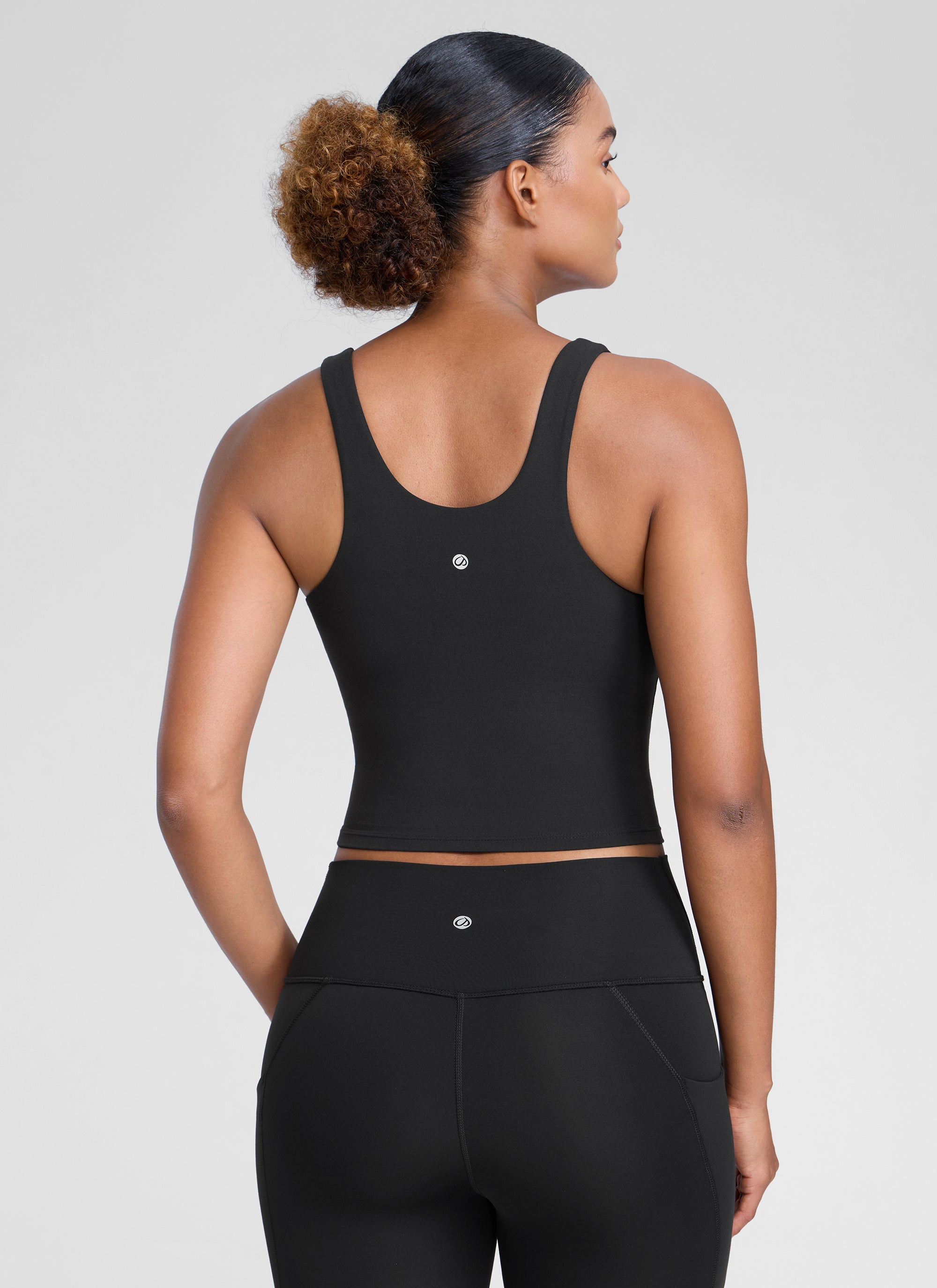 CRZ YOGA Mujer Butterlift Sujetador Racerback con Escote U para Yoga Negro