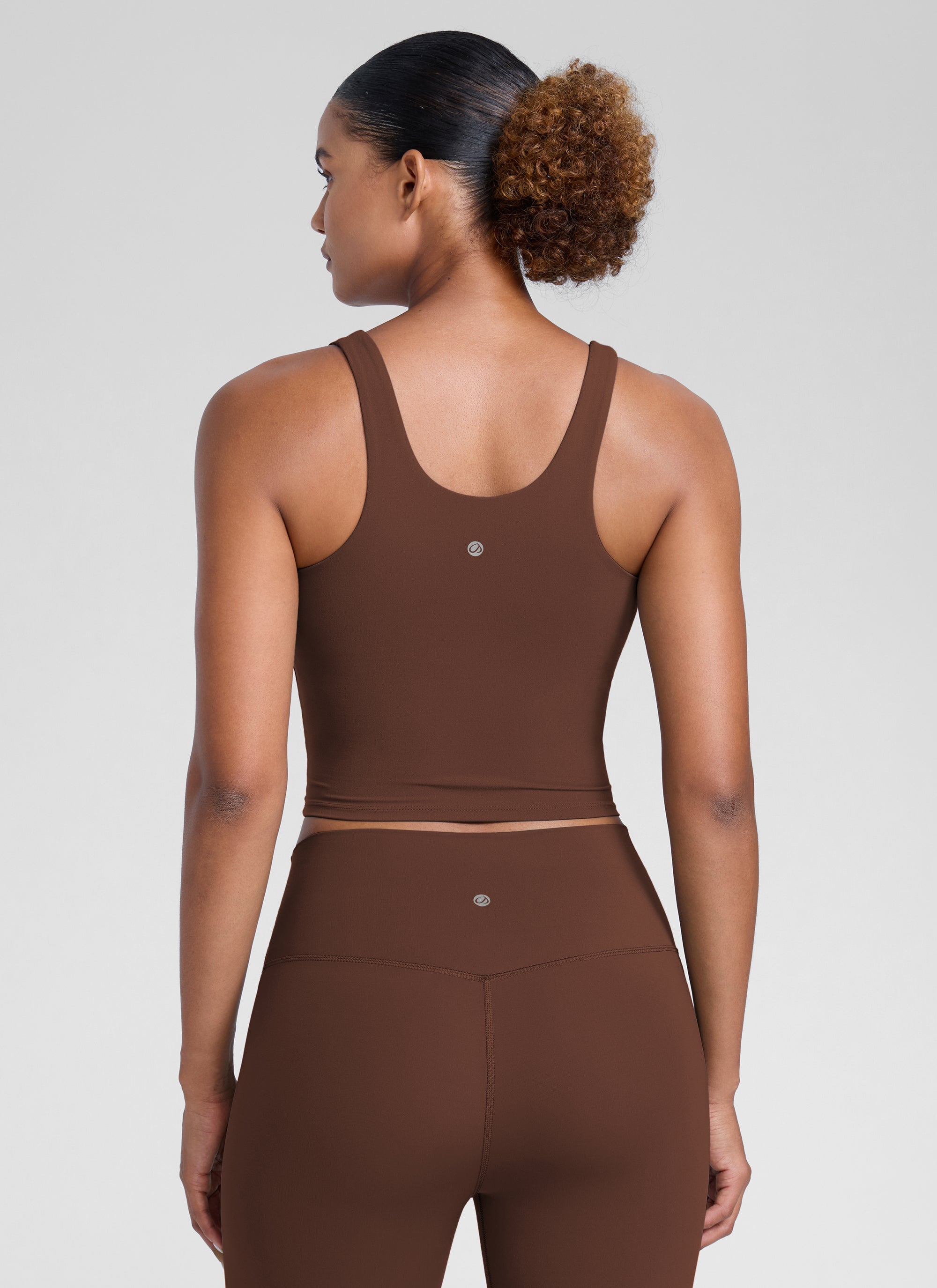 CRZ YOGA Mujer Butterlift Sujetador Racerback con Escote U para Yoga Café Morena
