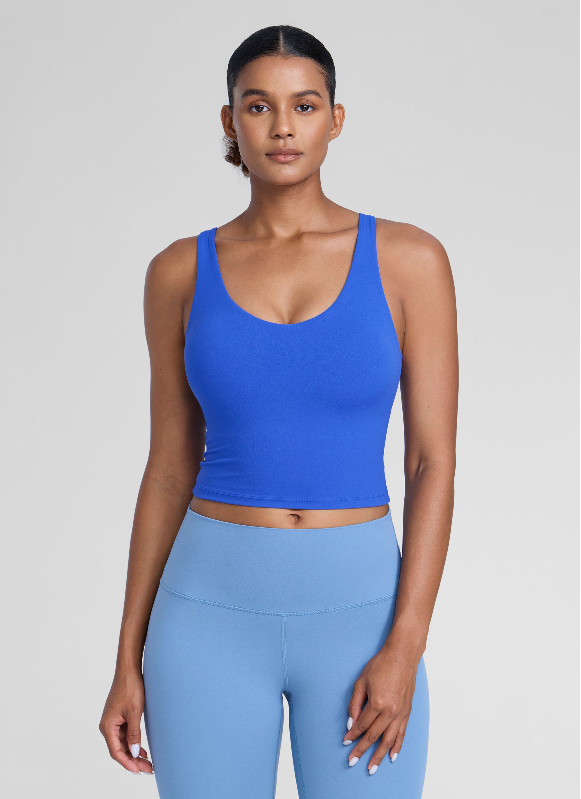 CRZ YOGA Mujer Butterlift Sujetador Racerback con Escote U para Yoga Royal