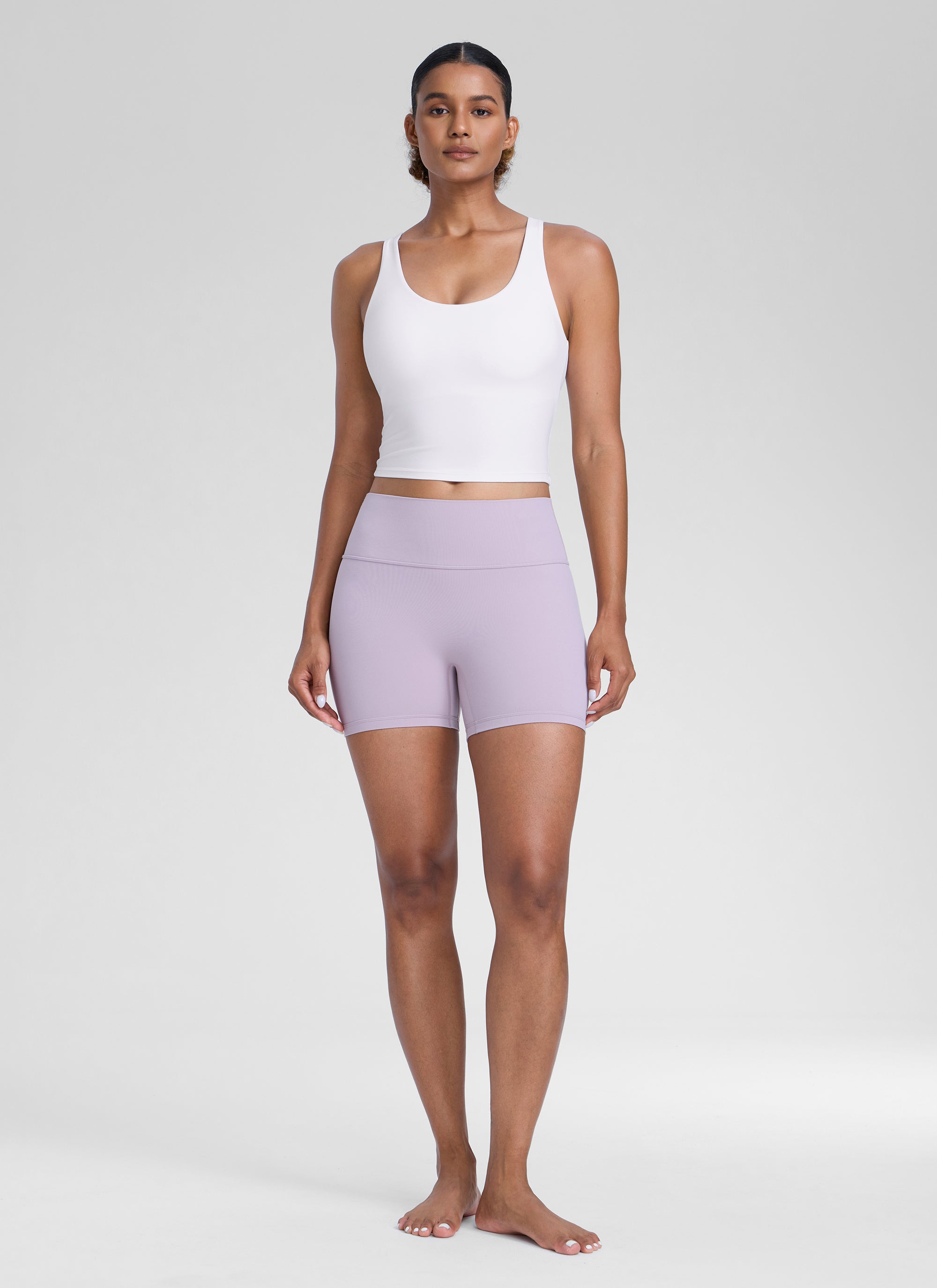 CRZ YOGA Mujer Butterlift Sujetador Racerback con Escote U para Yoga blanco