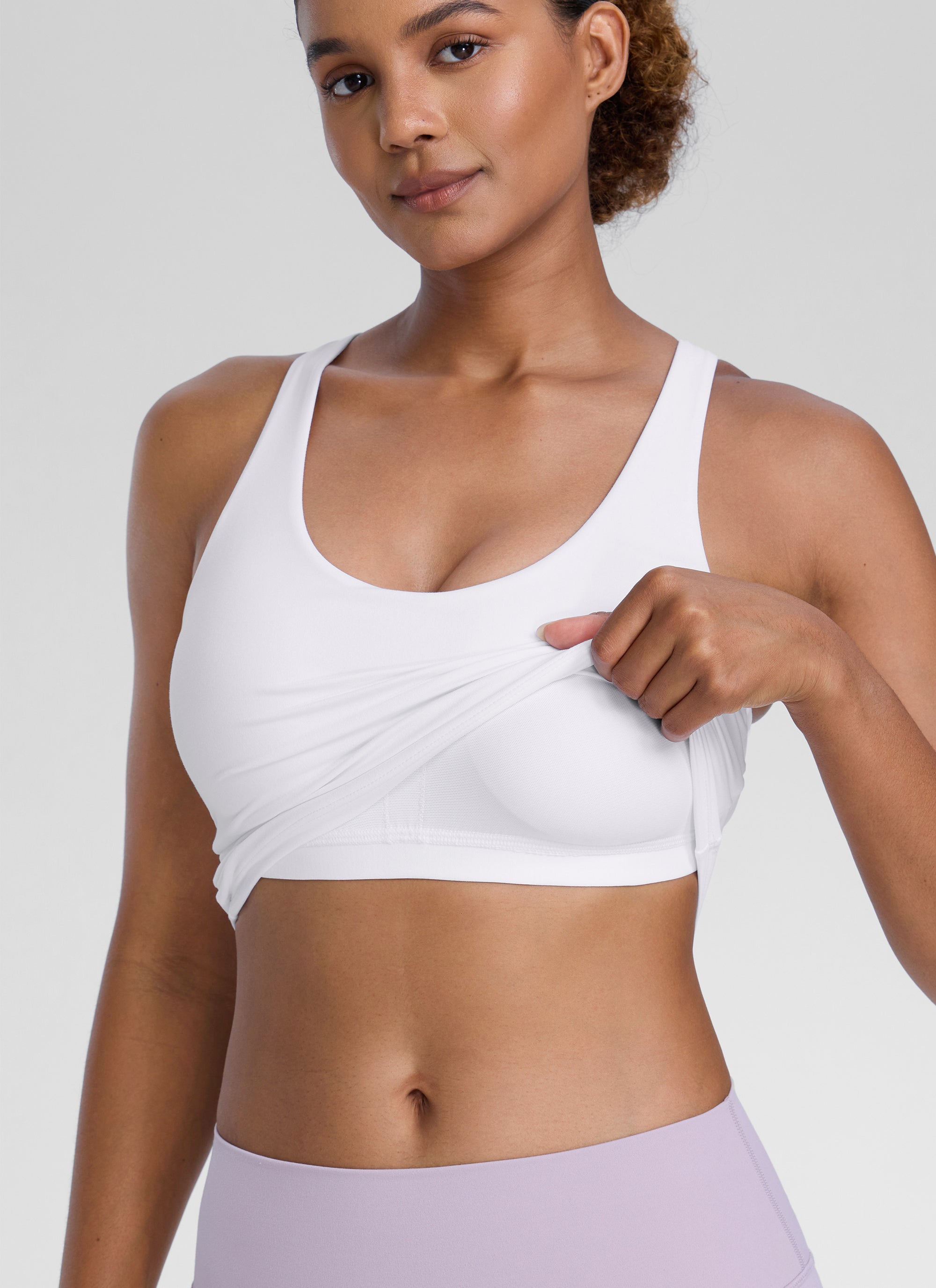 CRZ YOGA Mujer Butterlift Sujetador Racerback con Escote U para Yoga blanco