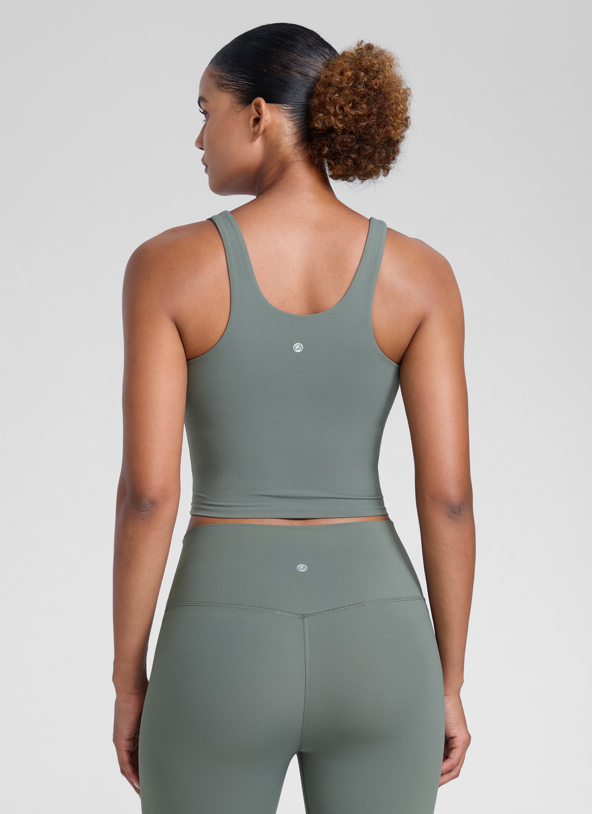 CRZ YOGA Mujer Butterlift Sujetador Racerback con Escote U para Yoga Salvia gris