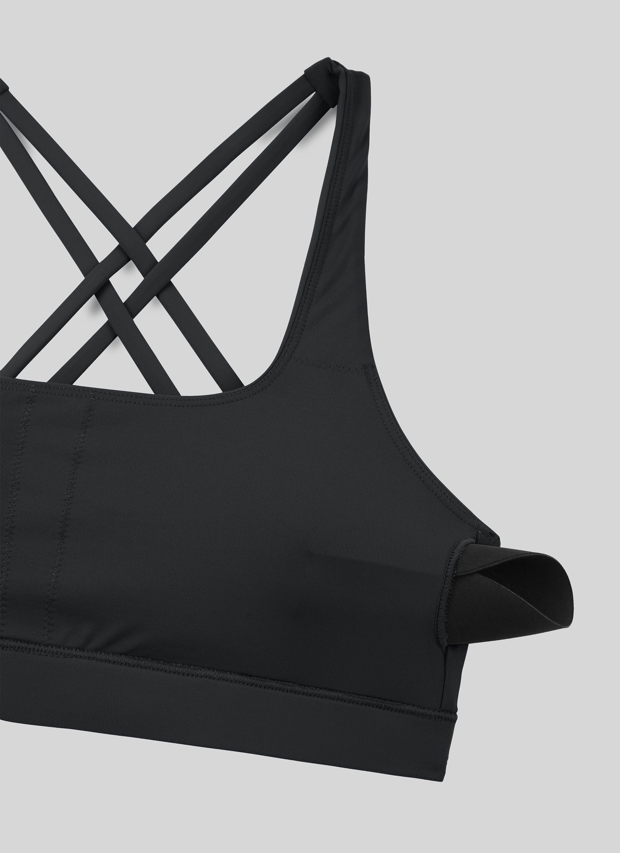 CRZ YOGA  Butterbreeze Sujetador Deportivo Acolchado con Cuello Cuadrado para Mujer Negro