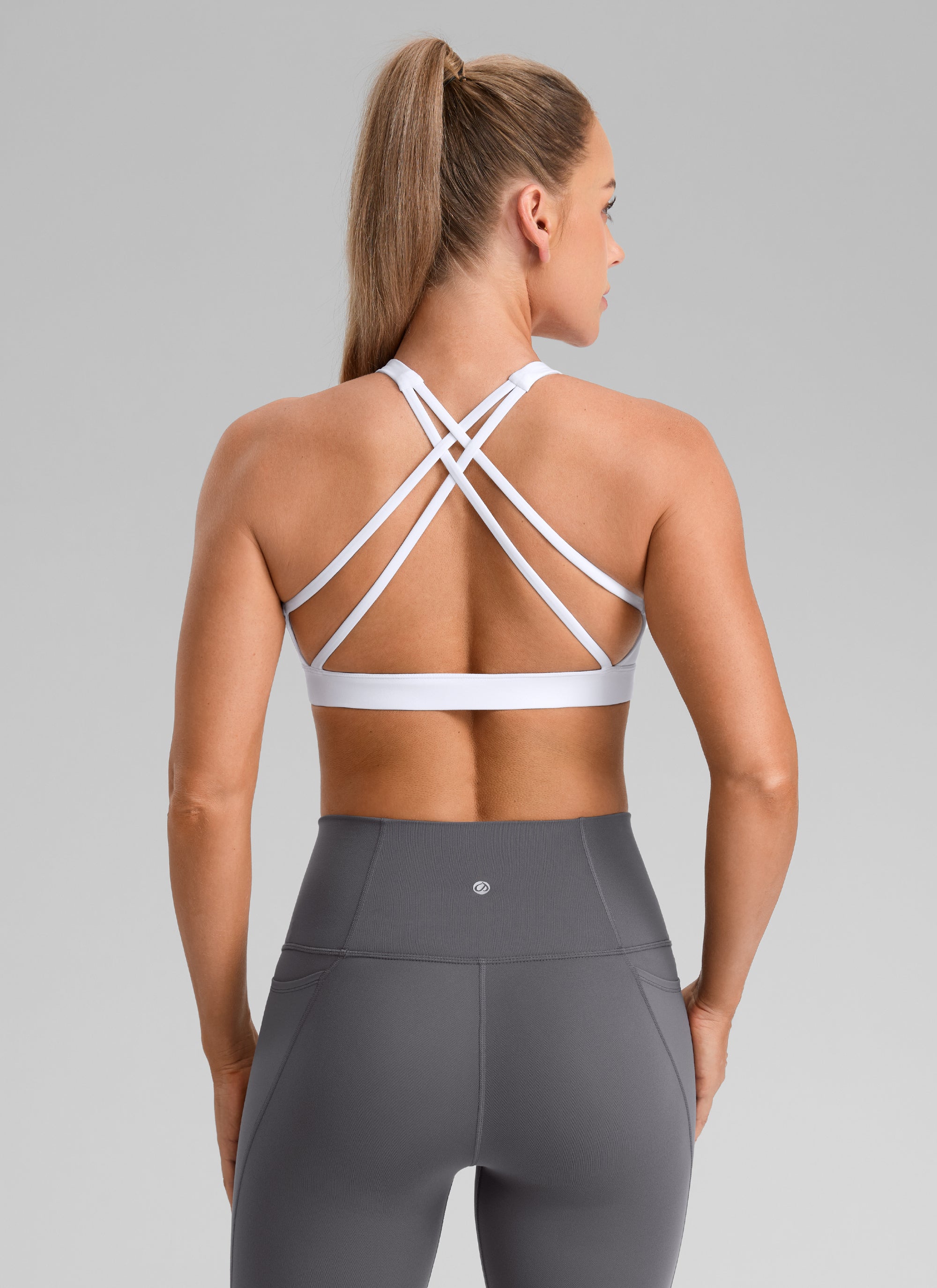 CRZ YOGA  Butterbreeze Sujetador Deportivo Acolchado con Cuello Cuadrado para Mujer blanco