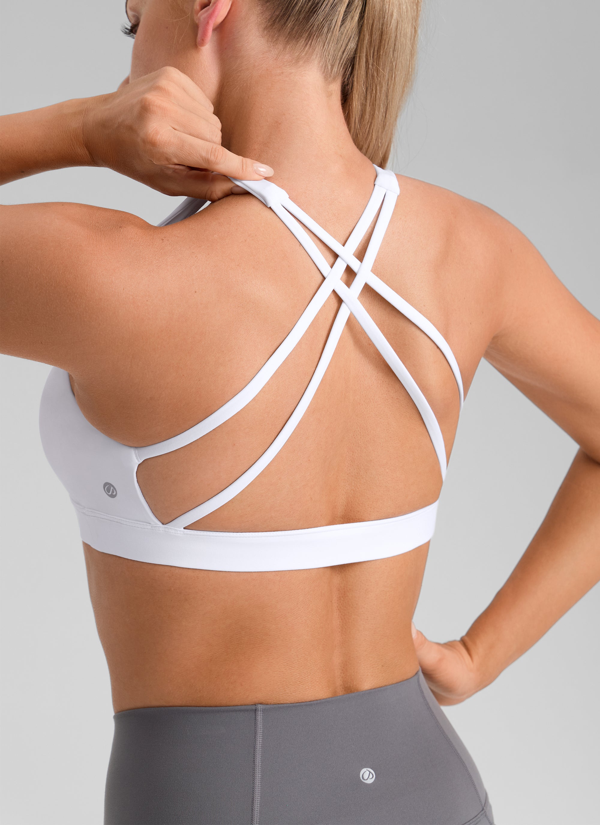 CRZ YOGA  Butterbreeze Sujetador Deportivo Acolchado con Cuello Cuadrado para Mujer blanco