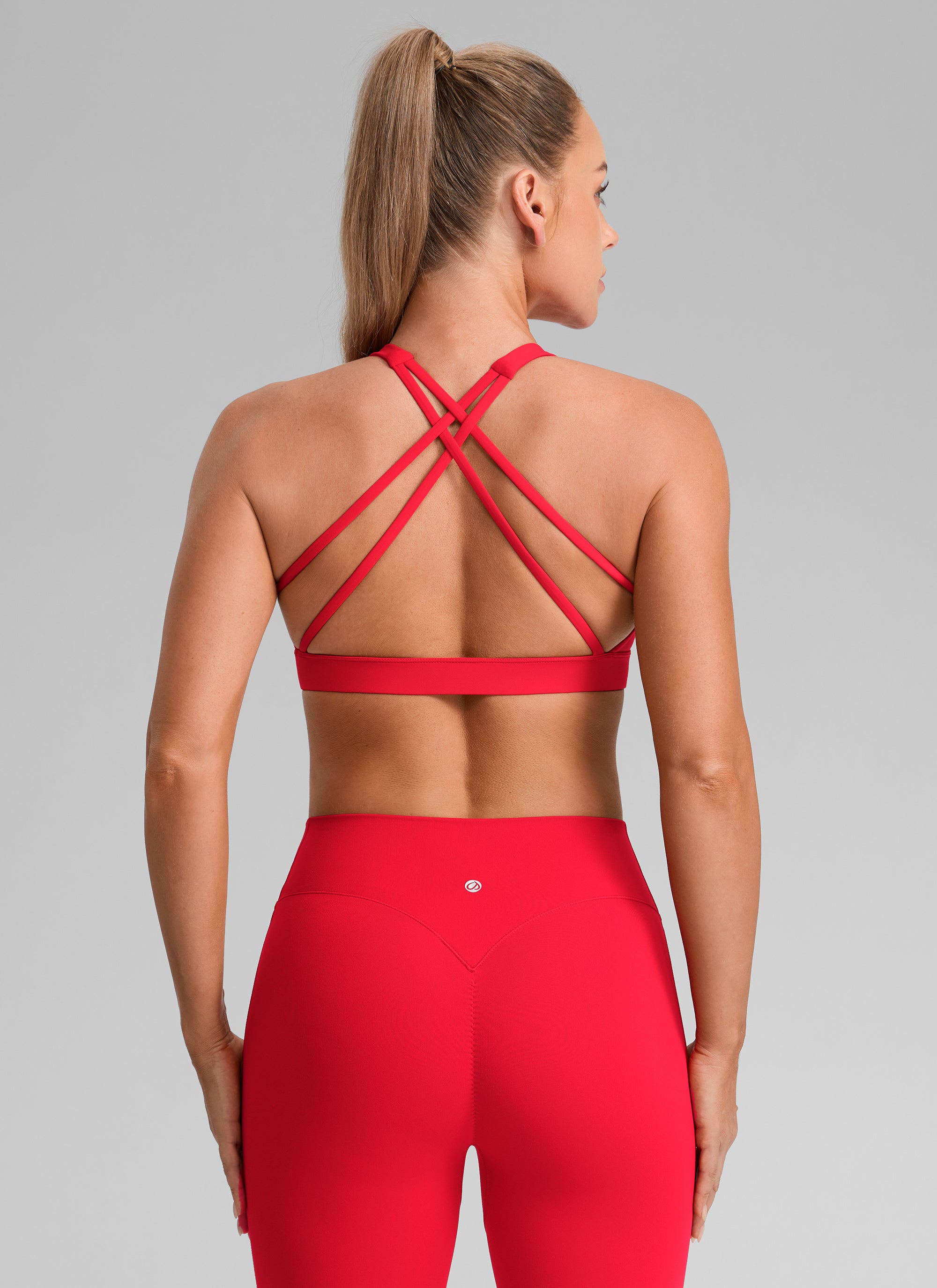 CRZ YOGA  Butterbreeze Sujetador Deportivo Acolchado con Cuello Cuadrado para Mujer Rojo Profundo