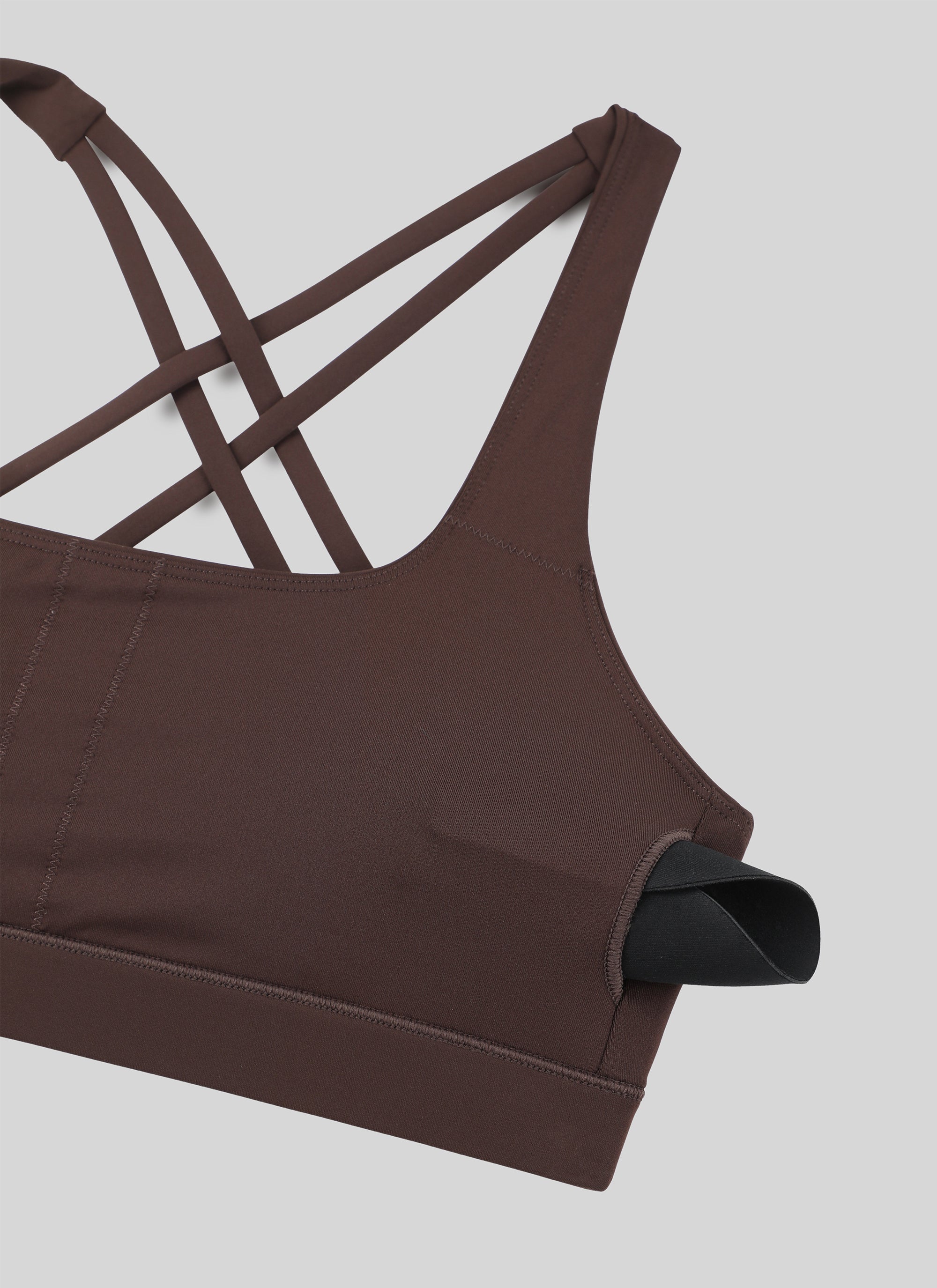 CRZ YOGA  Butterbreeze Sujetador Deportivo Acolchado con Cuello Cuadrado para Mujer Marrón Fudge Caliente