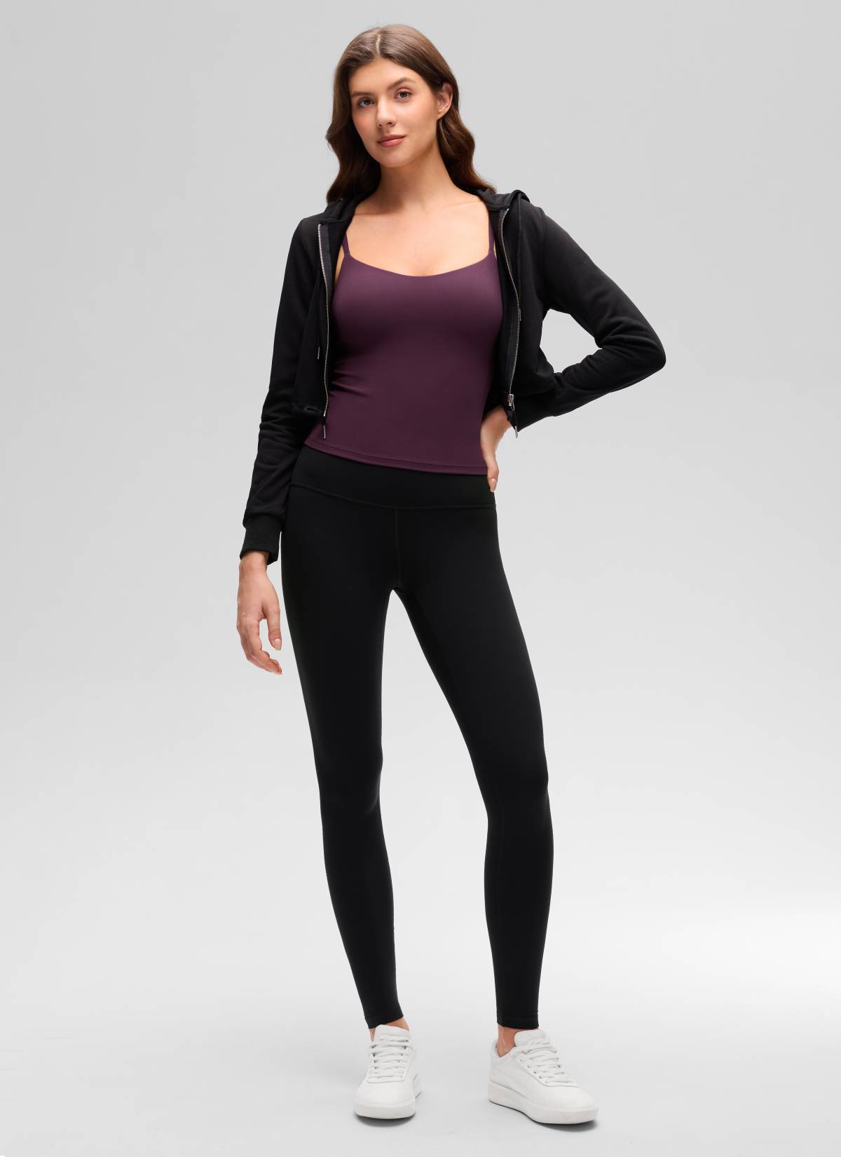 CRZ YOGA Butterluxe Sujetador Incorporado de Espalda U para Yoga Deep Purple