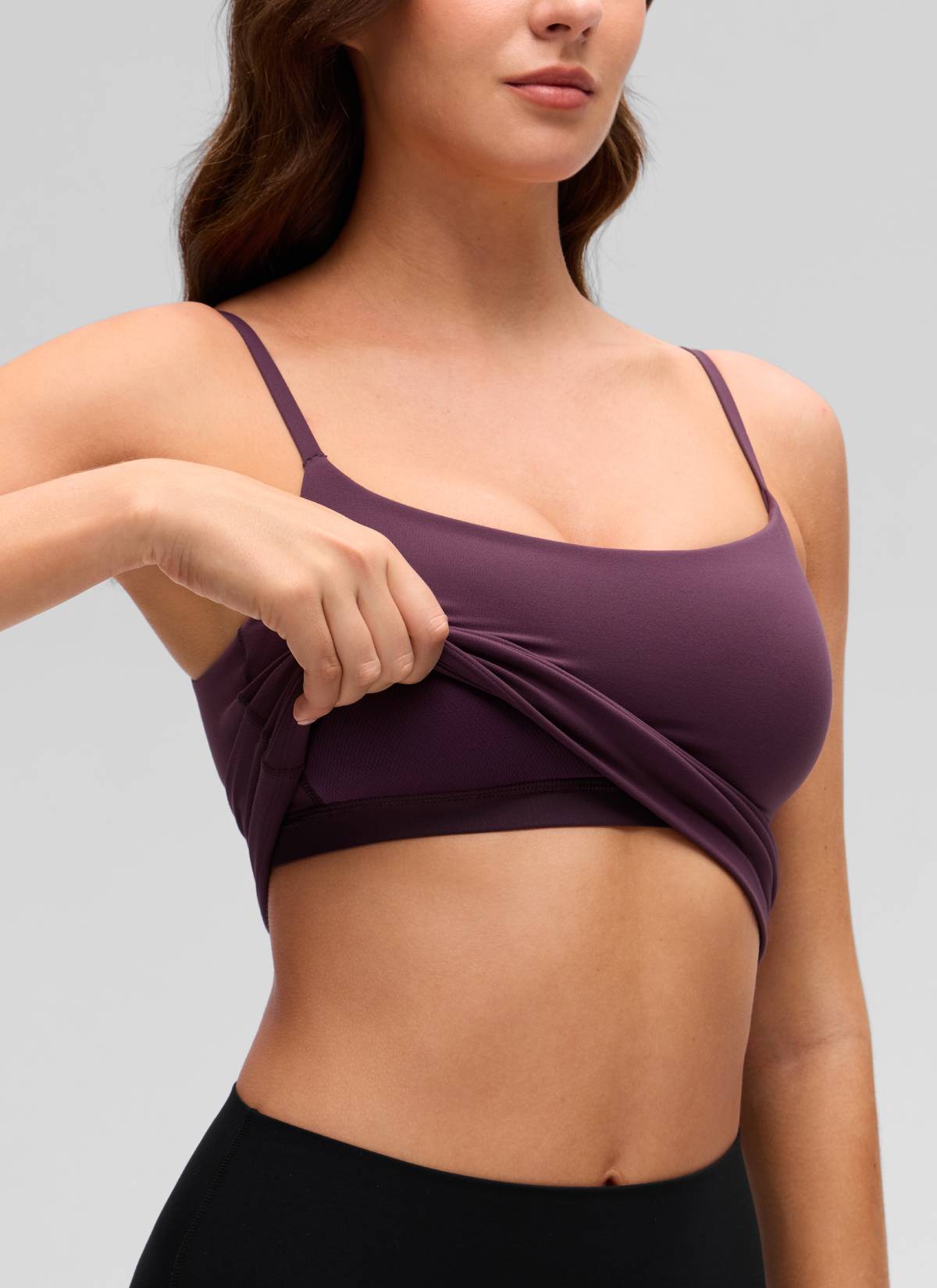 CRZ YOGA Butterluxe Sujetador Incorporado de Espalda U para Yoga Deep Purple