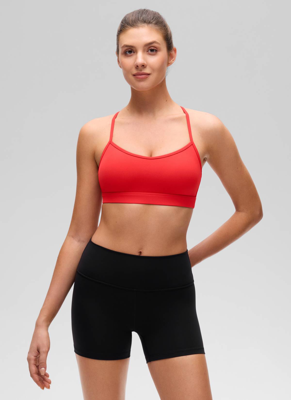 CRZ YOGA Sujetador Deportivo Butterluxe Redondo y Espalda Cruzada Rojo Profundo