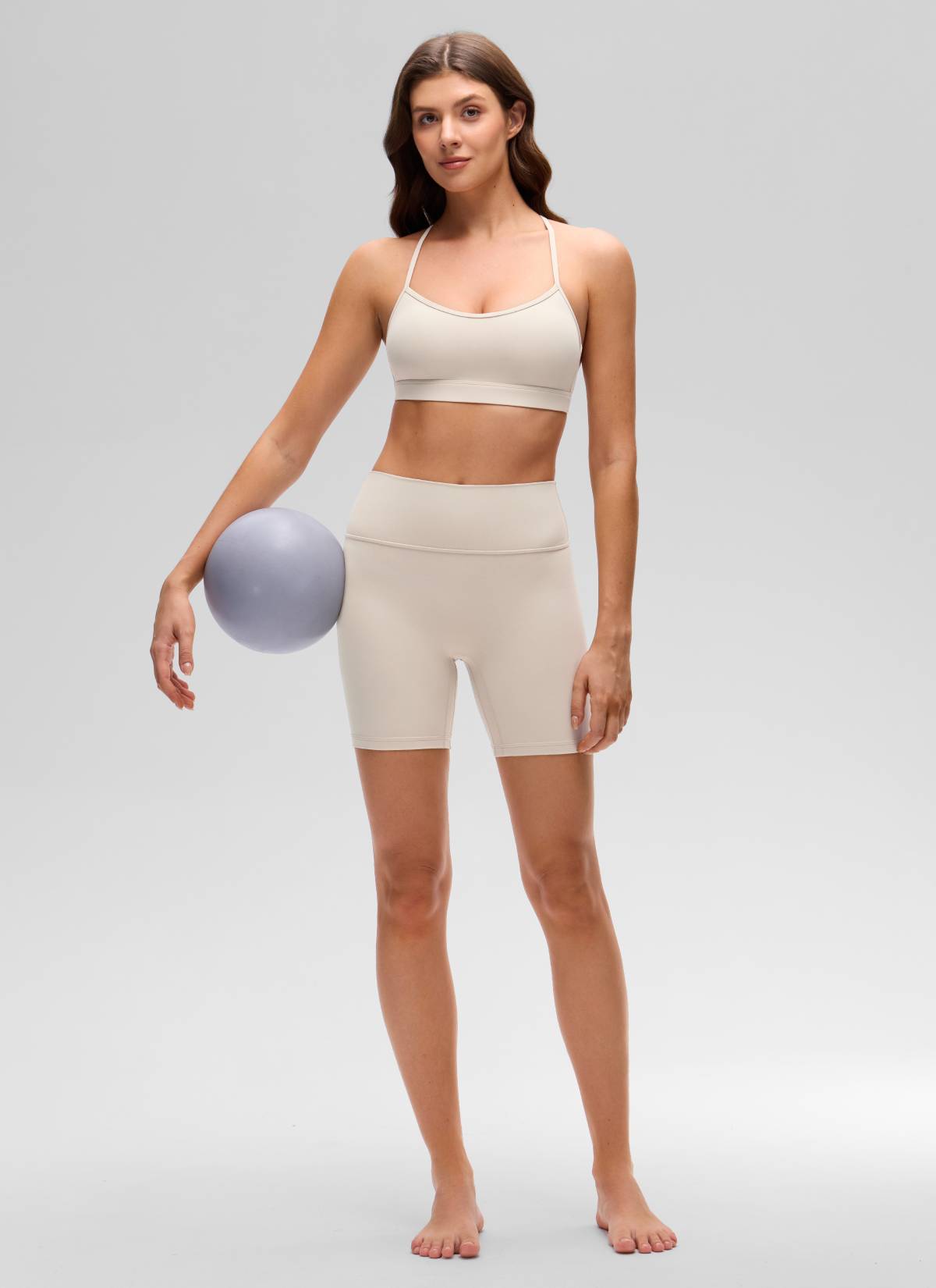 CRZ YOGA Sujetador Deportivo Butterluxe Redondo y Espalda Cruzada Bronceado Mojave