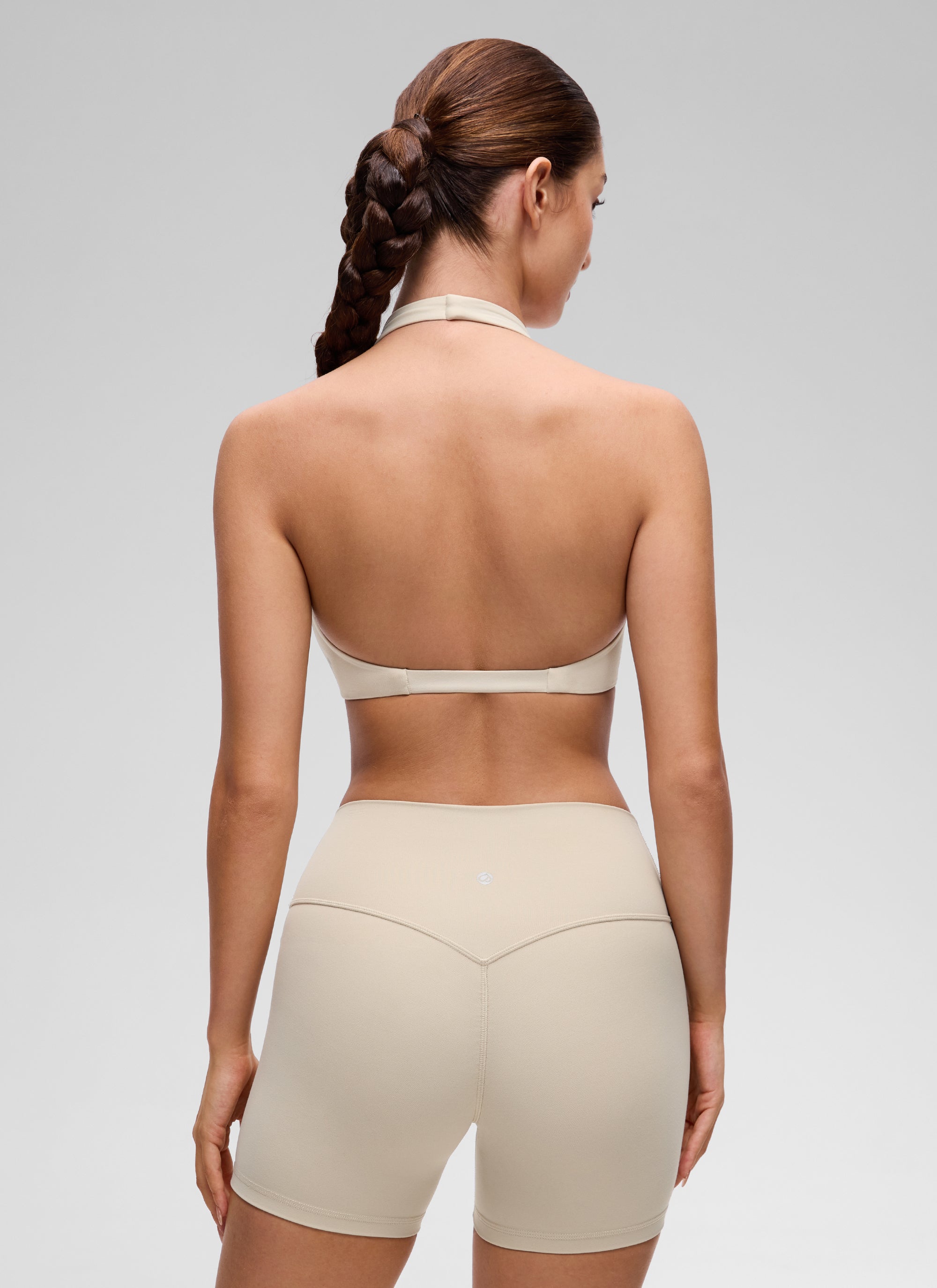 CRZ YOGA Sujetador de Yoga Butterluxe con Escote en V y Doble Capa Bronceado Mojave